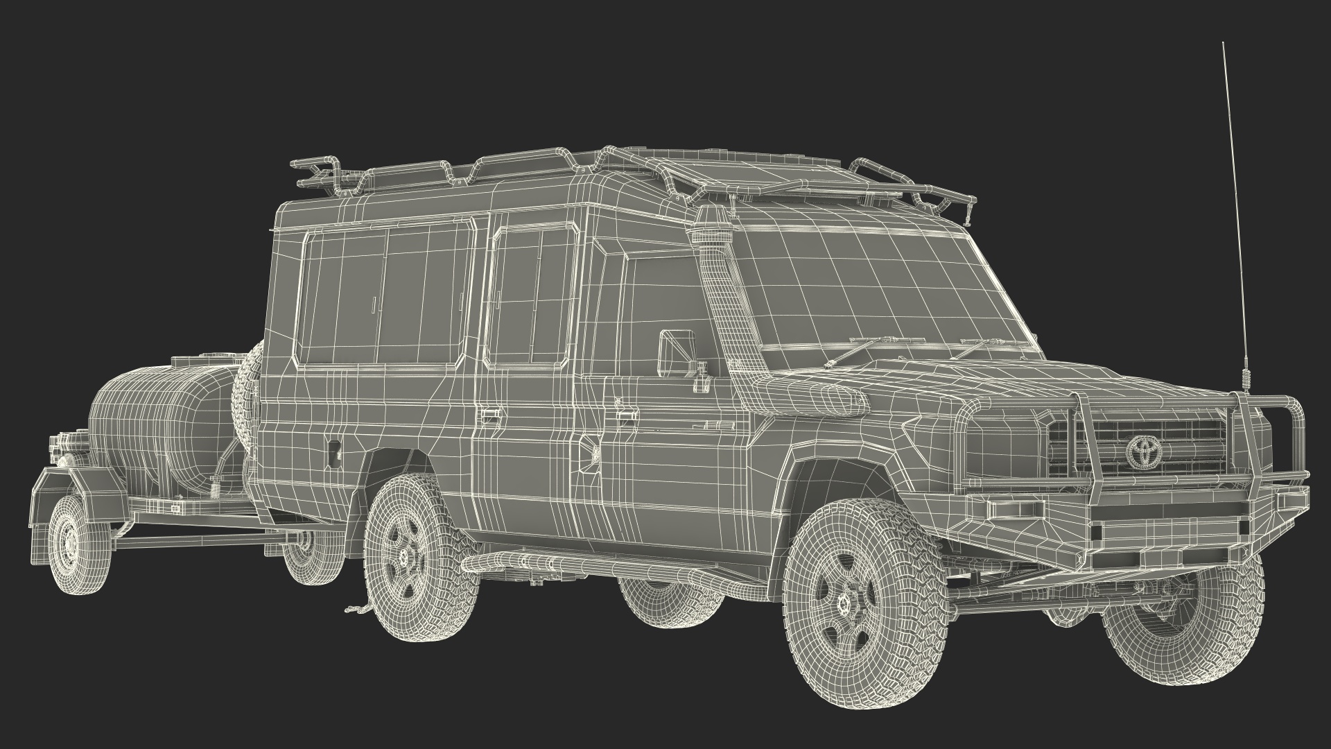 Toyota SUV with Fire Fighting Trailer 3D