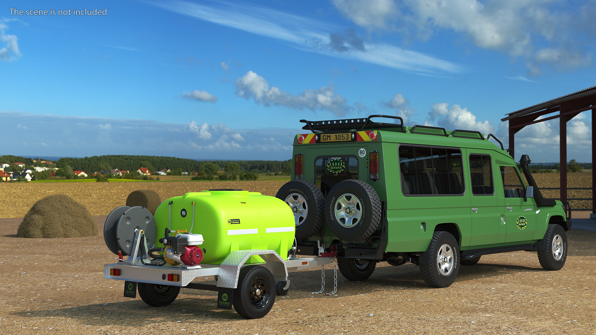 Toyota SUV with Fire Fighting Trailer 3D