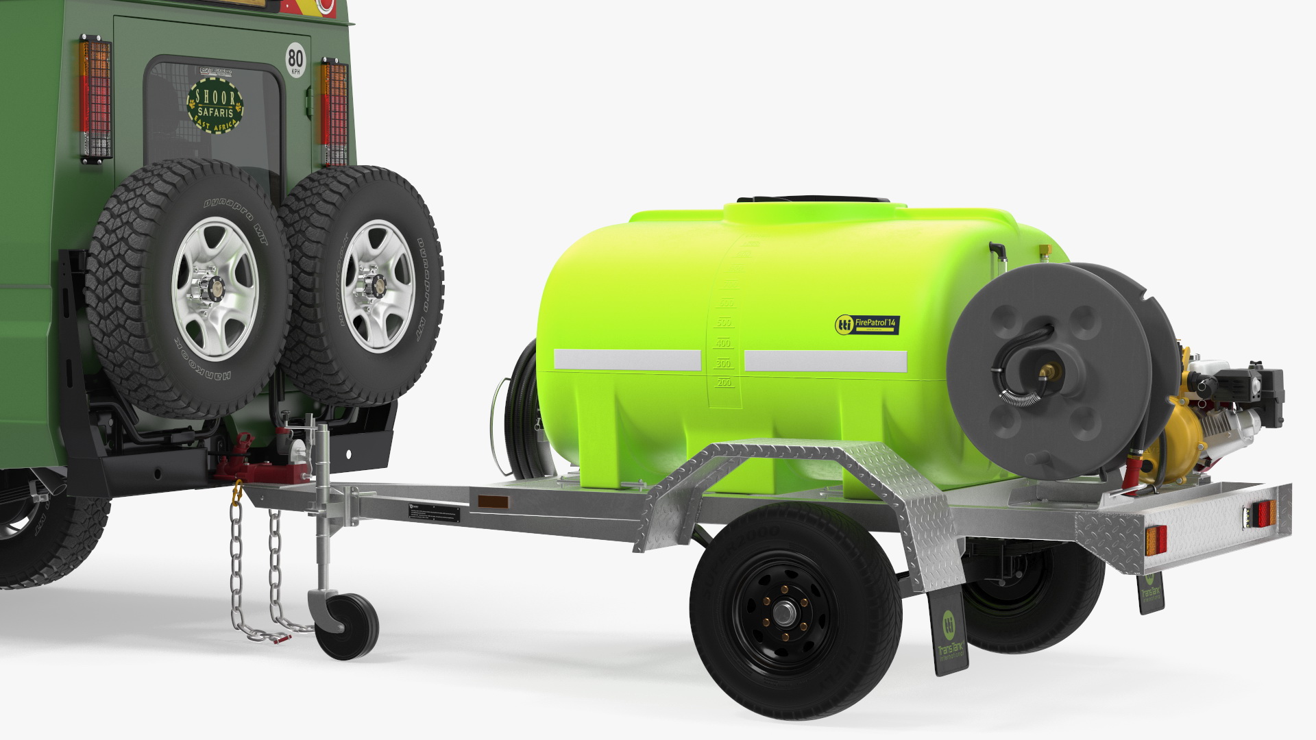 Toyota SUV with Fire Fighting Trailer 3D