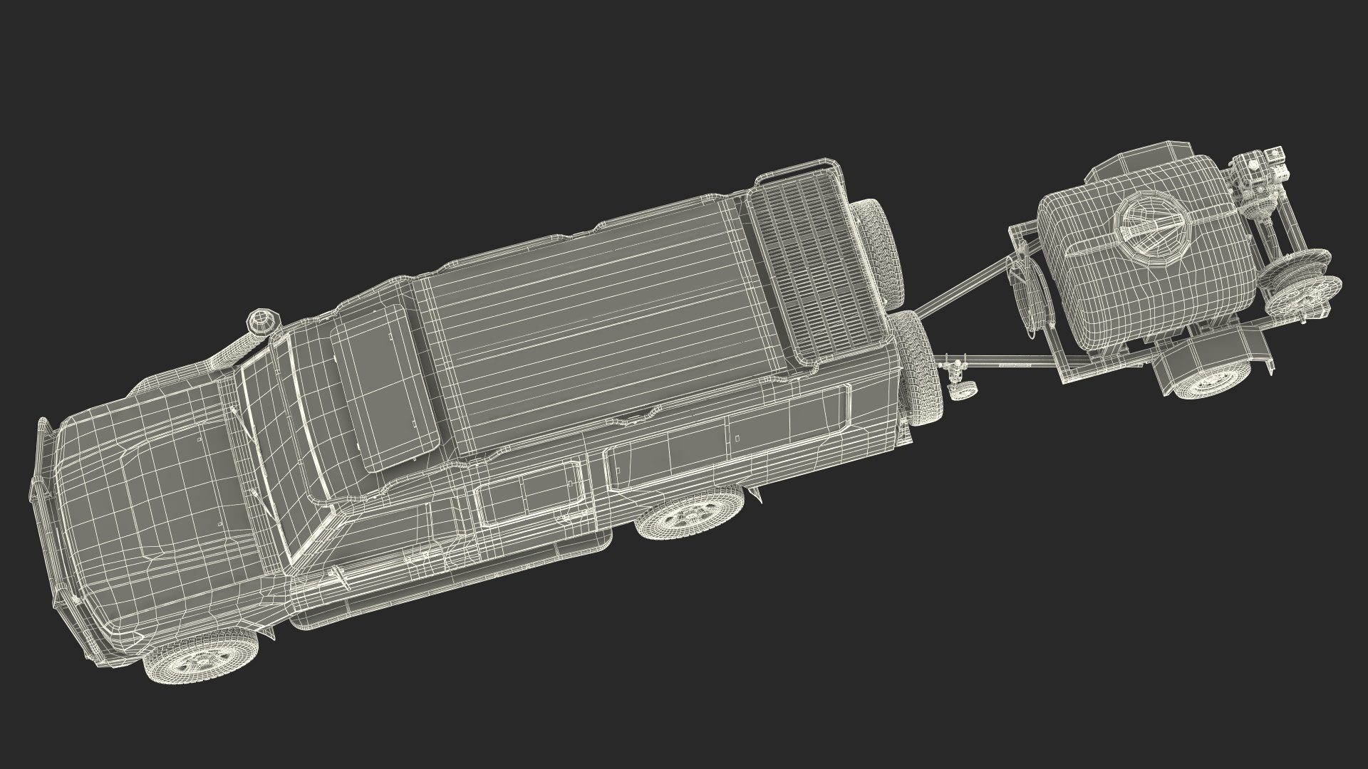 Toyota SUV with Fire Fighting Trailer 3D