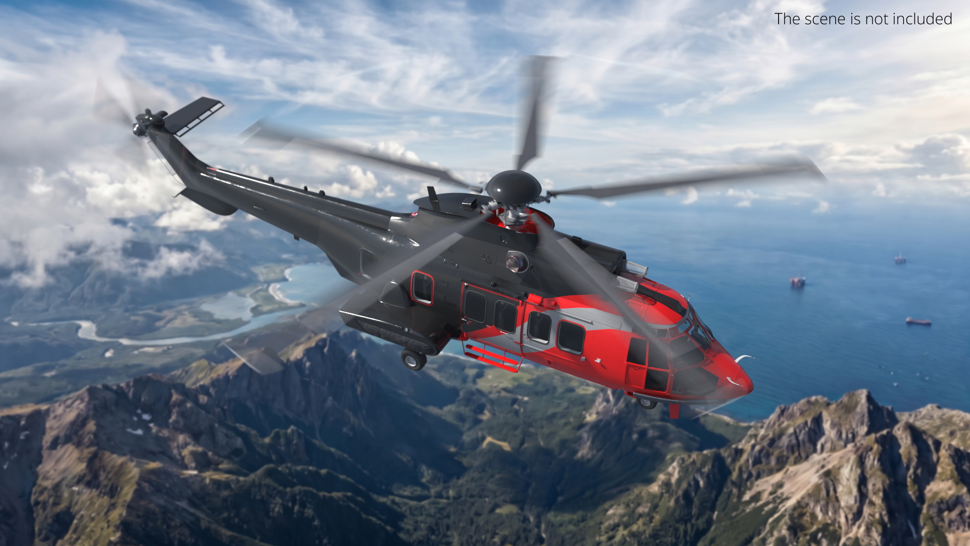 Commercial Passenger Helicopter with Interior, view 8