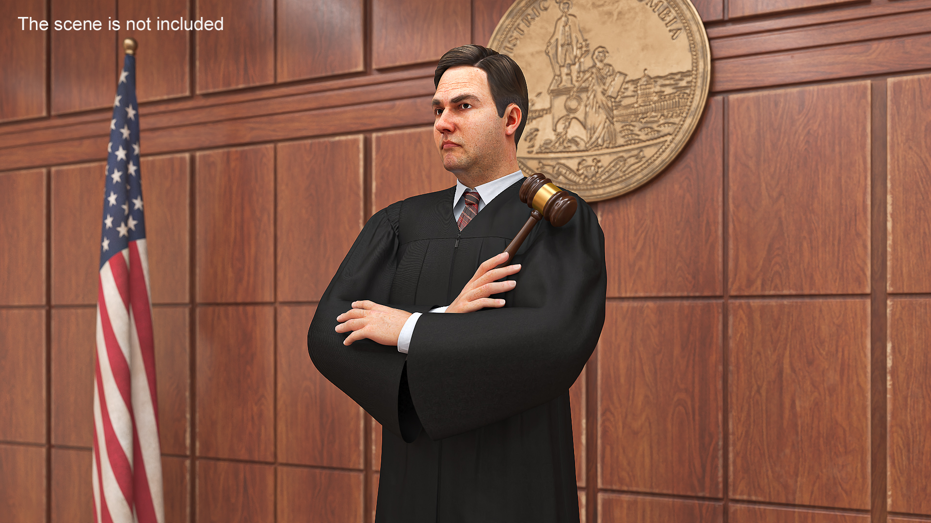 3D model Judge with Gavel Standing Pose