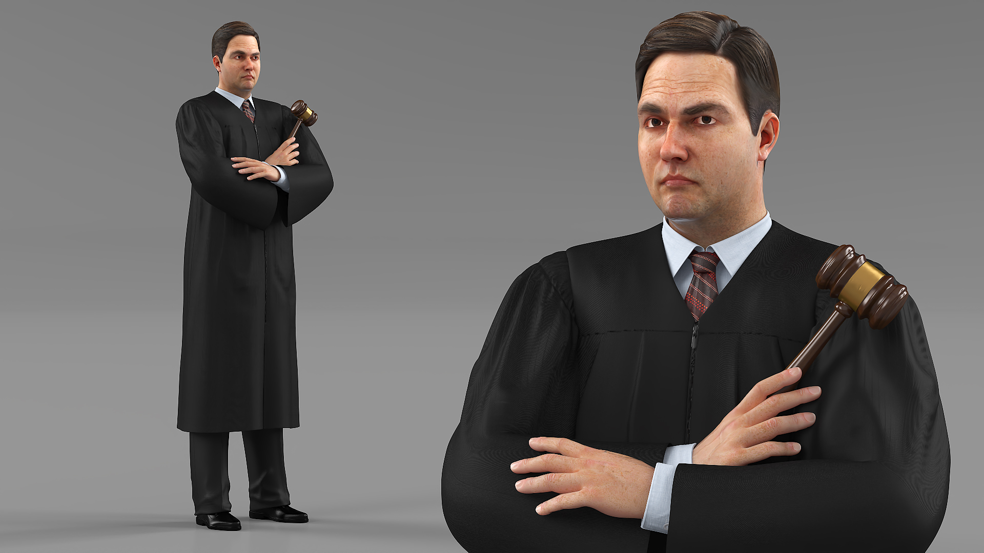 3D model Judge with Gavel Standing Pose