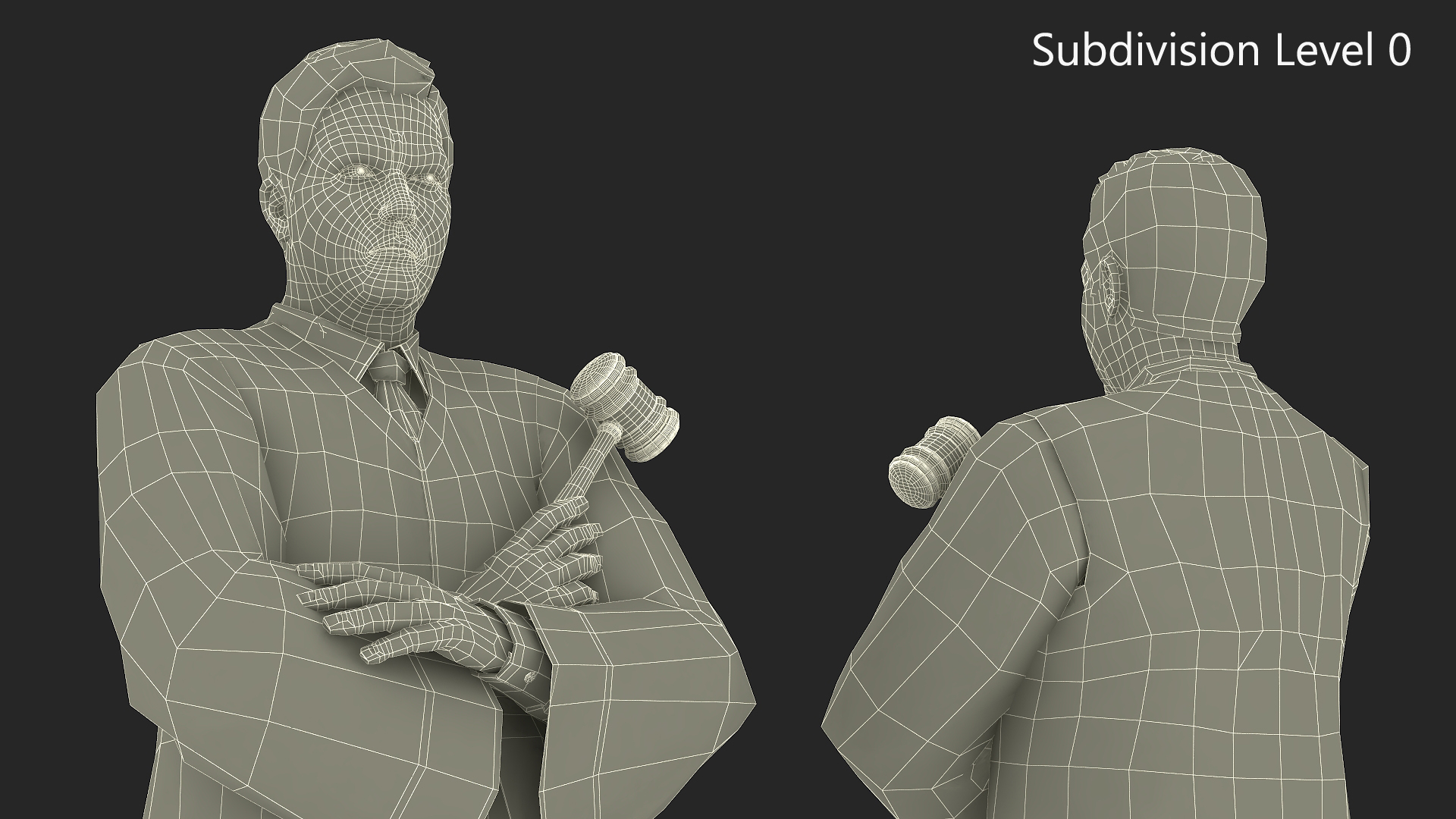 3D model Judge with Gavel Standing Pose