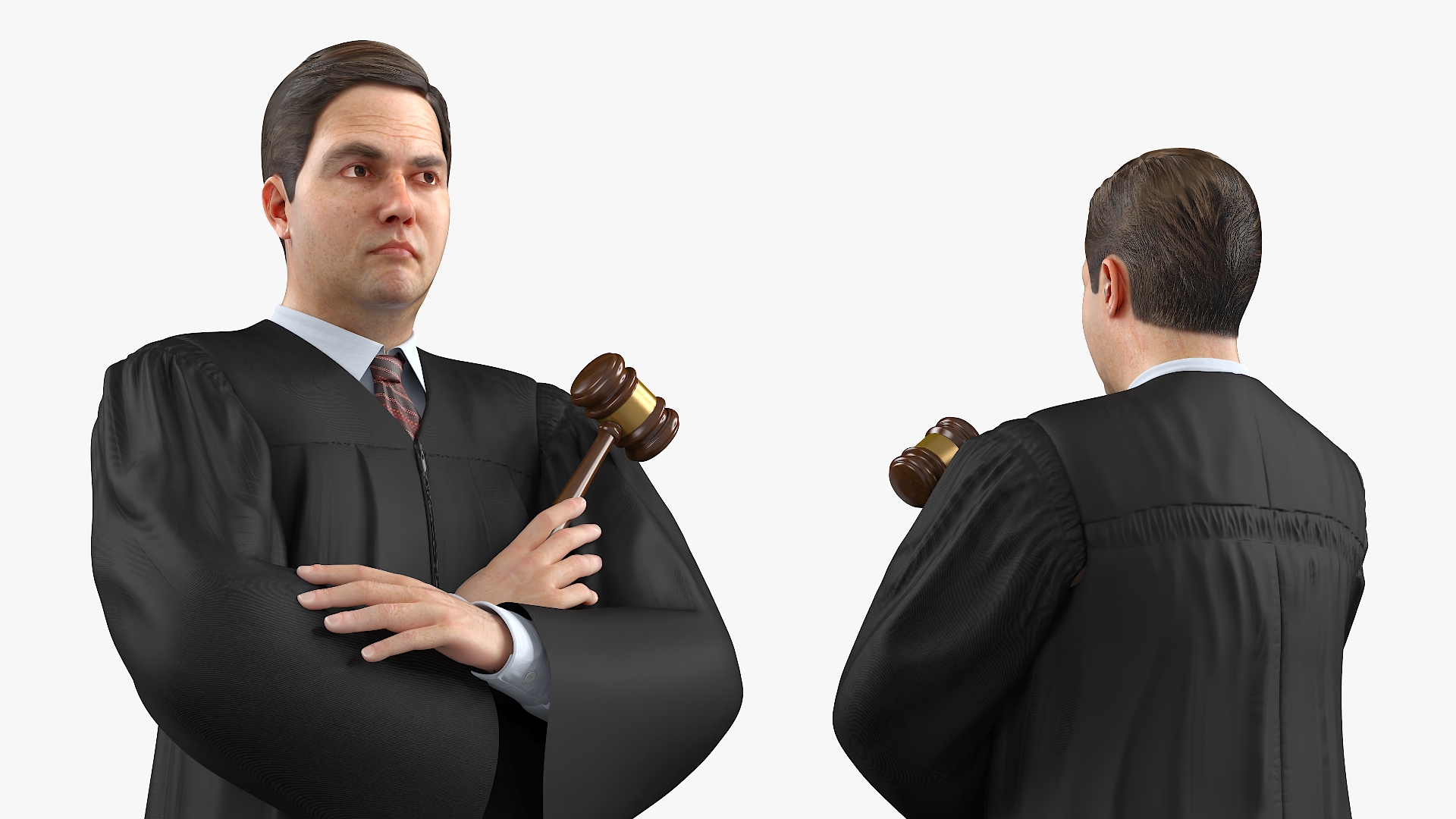 3D model Judge with Gavel Standing Pose