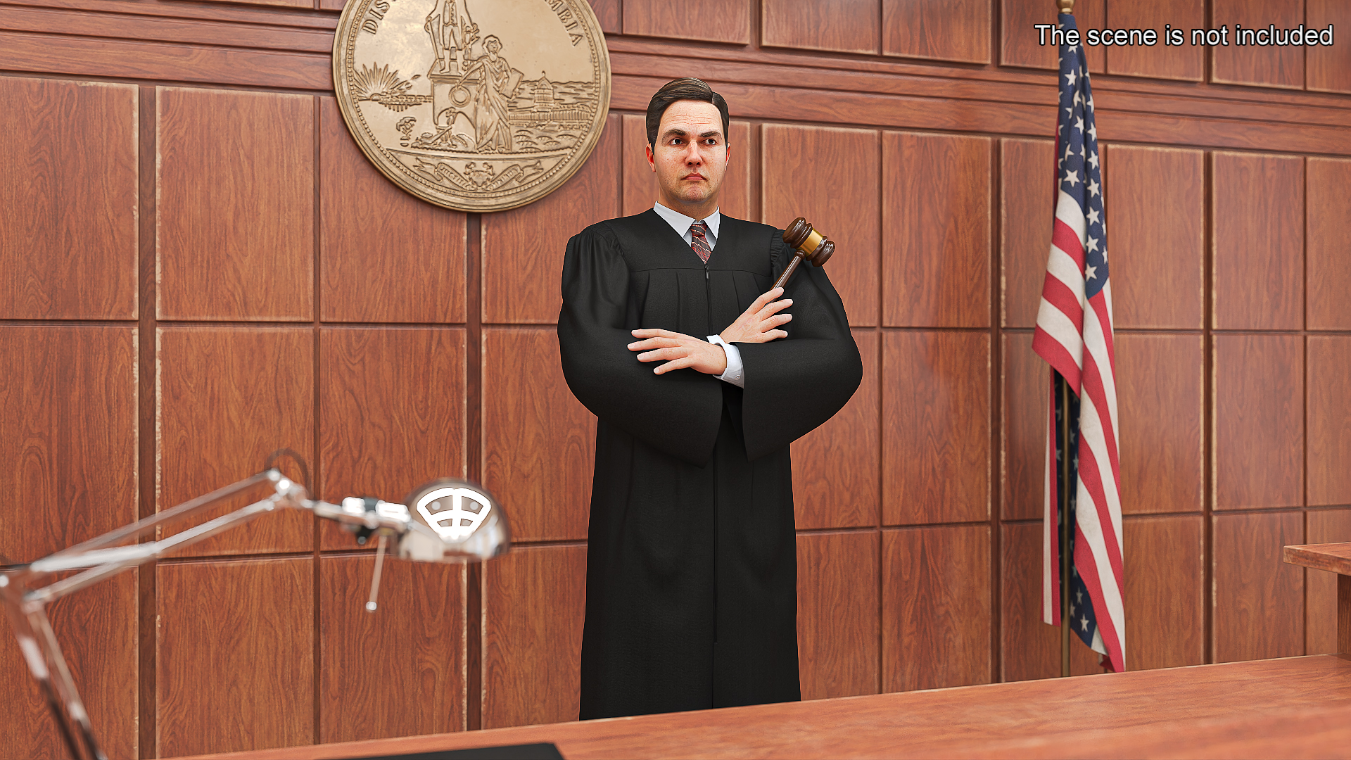 3D model Judge with Gavel Standing Pose