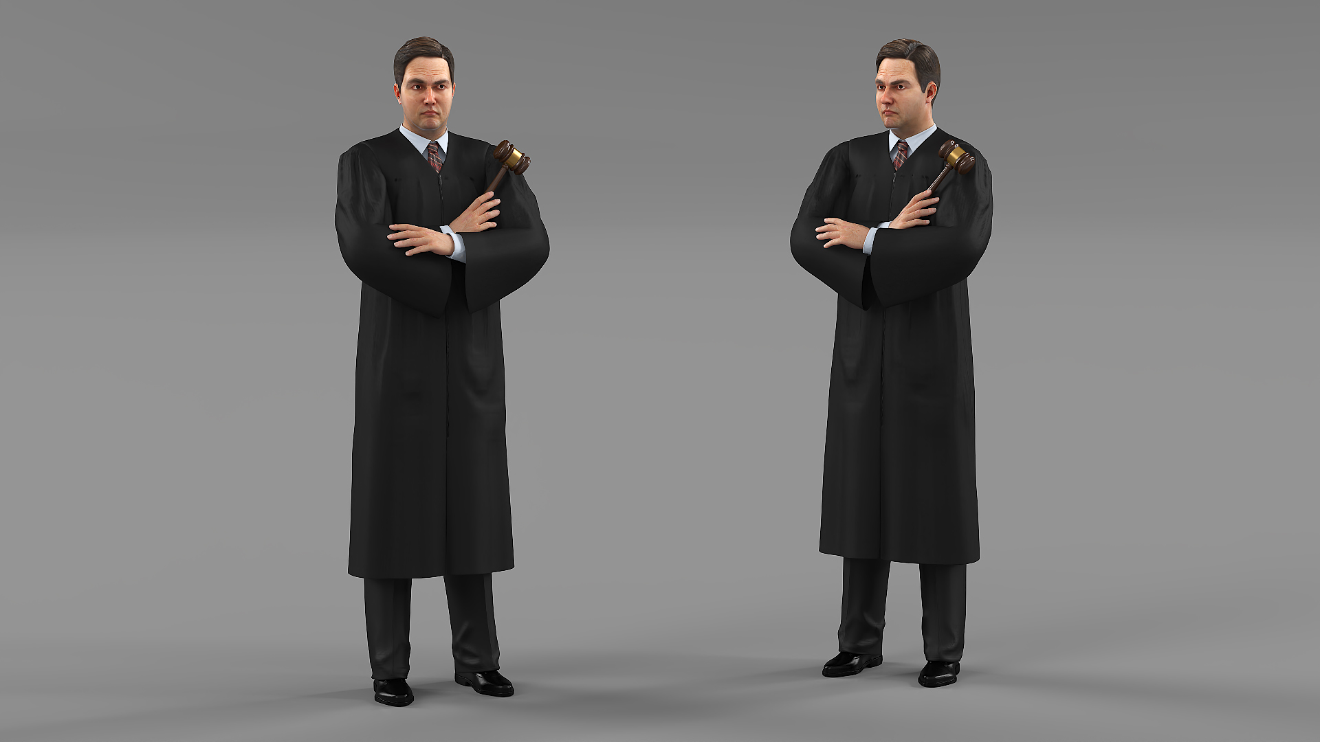 3D model Judge with Gavel Standing Pose