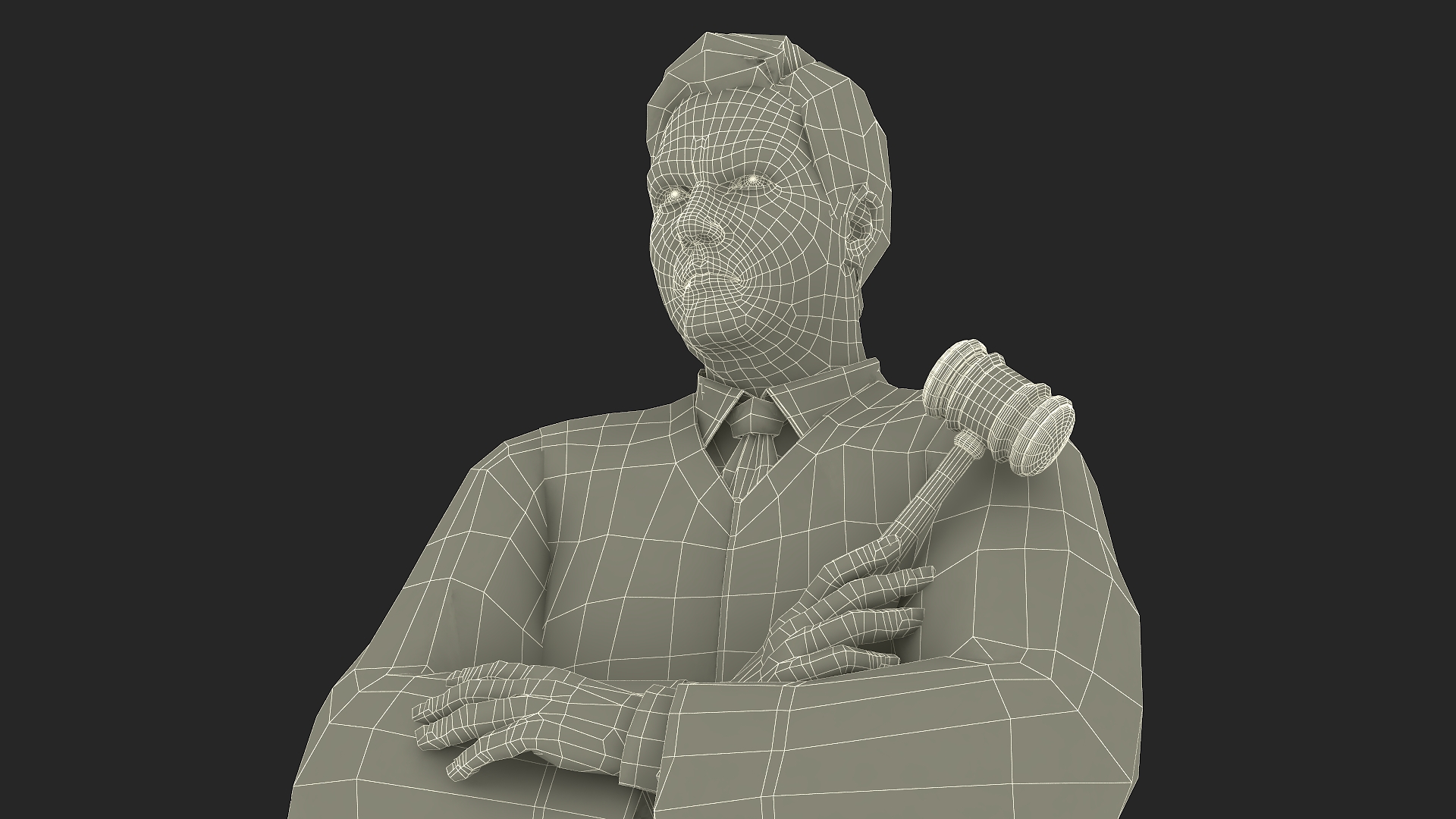 3D model Judge with Gavel Standing Pose