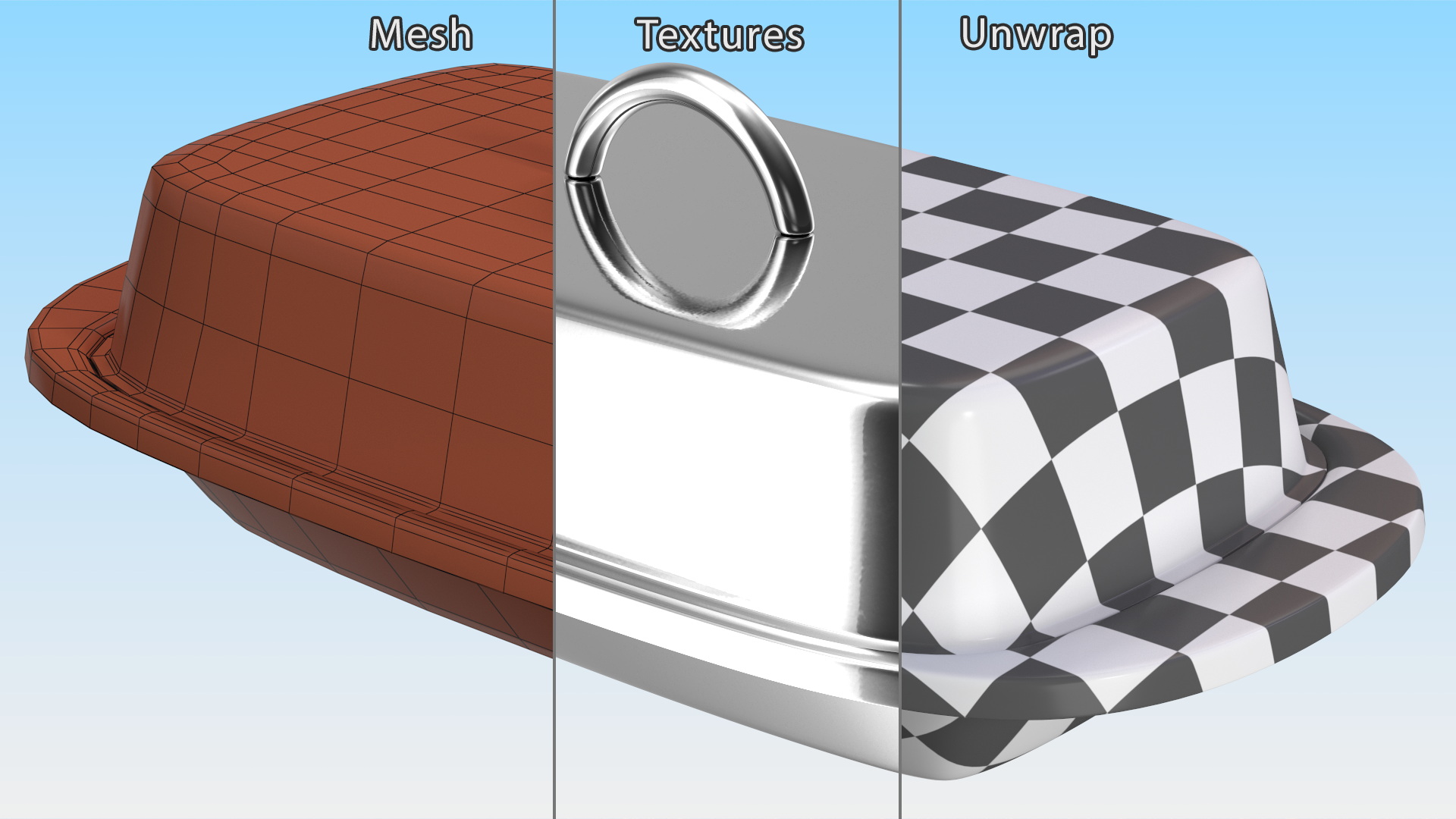 Stainless Steel Butter Dish 3D