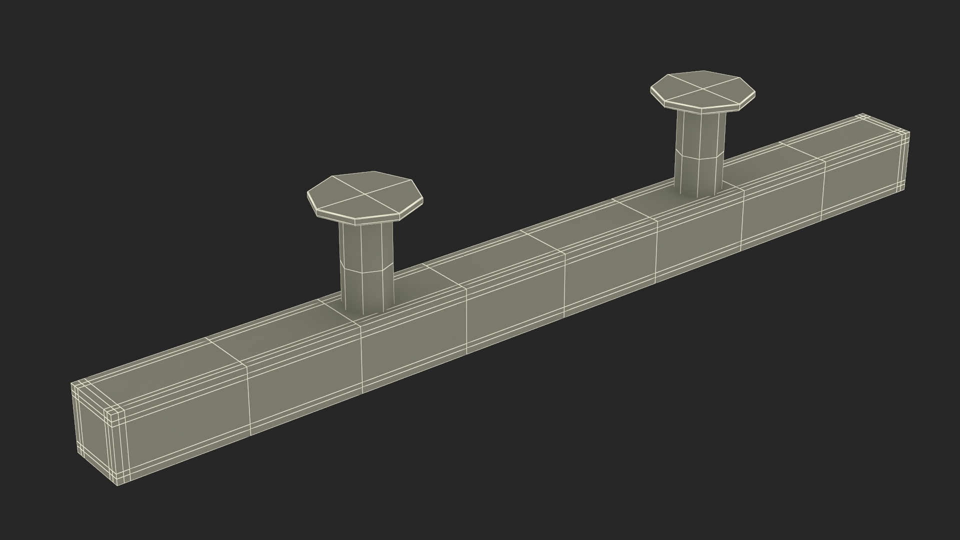 3D model Kitchen Cabinet Handle T-Bar Silver
