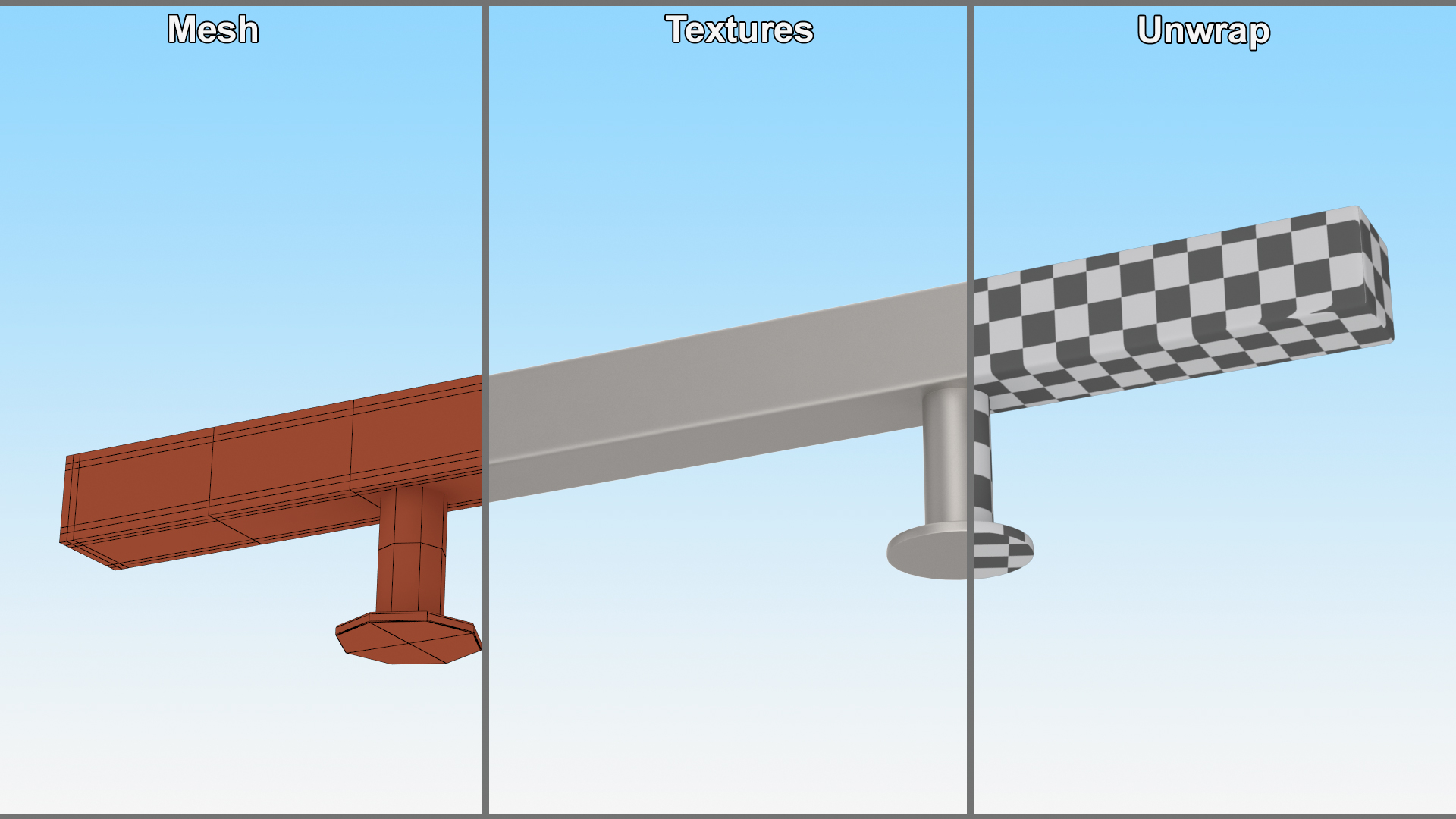 3D model Kitchen Cabinet Handle T-Bar Silver