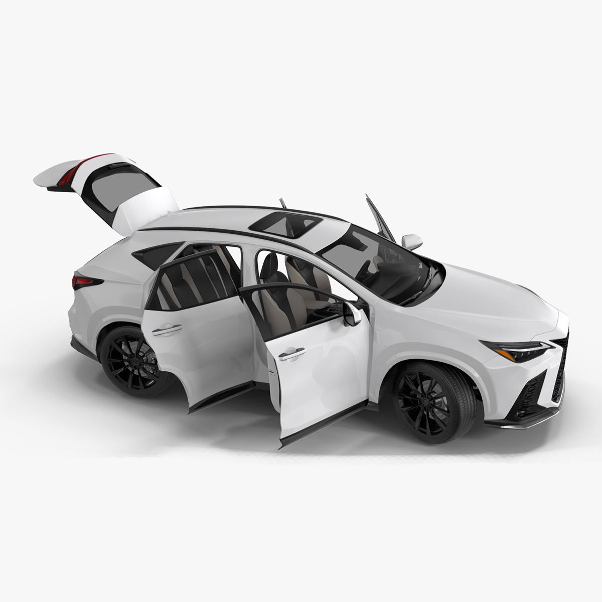 3D model Luxury Hybrid SUV White Simple Interior Rigged for Cinema 4D