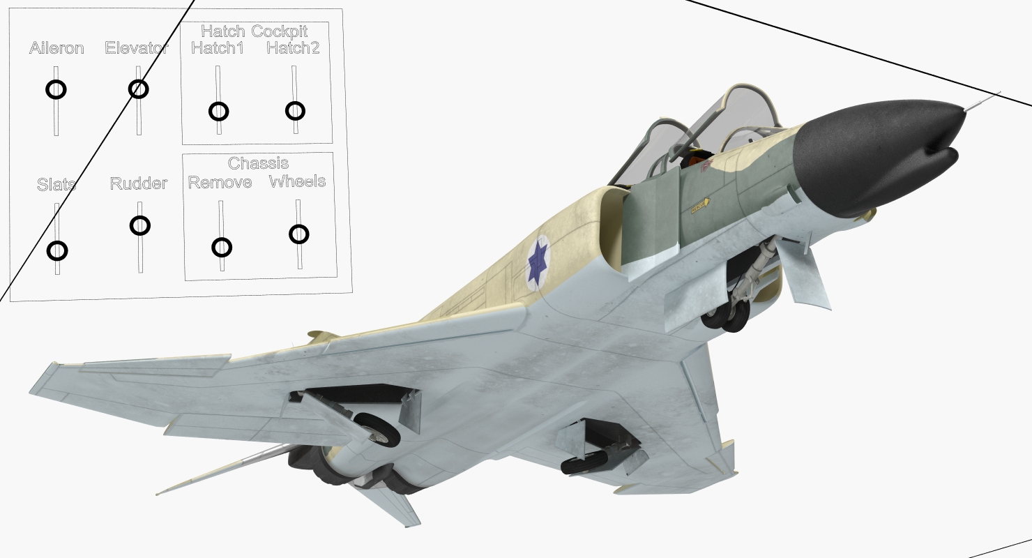 F 4E Kurnass Israeli Air Force 2 Rigged 3D model