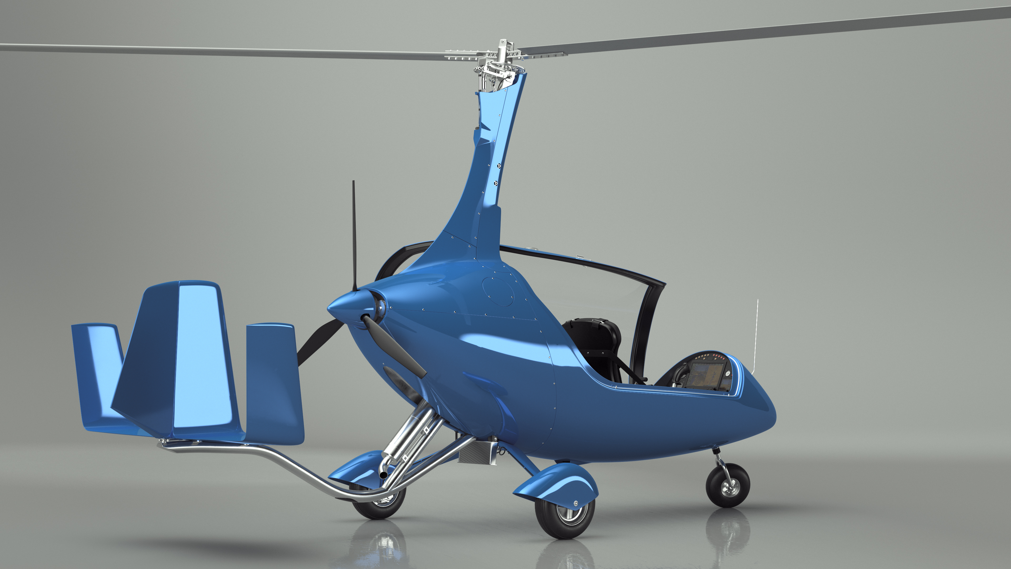 3D Gyroplane Blue Rigged