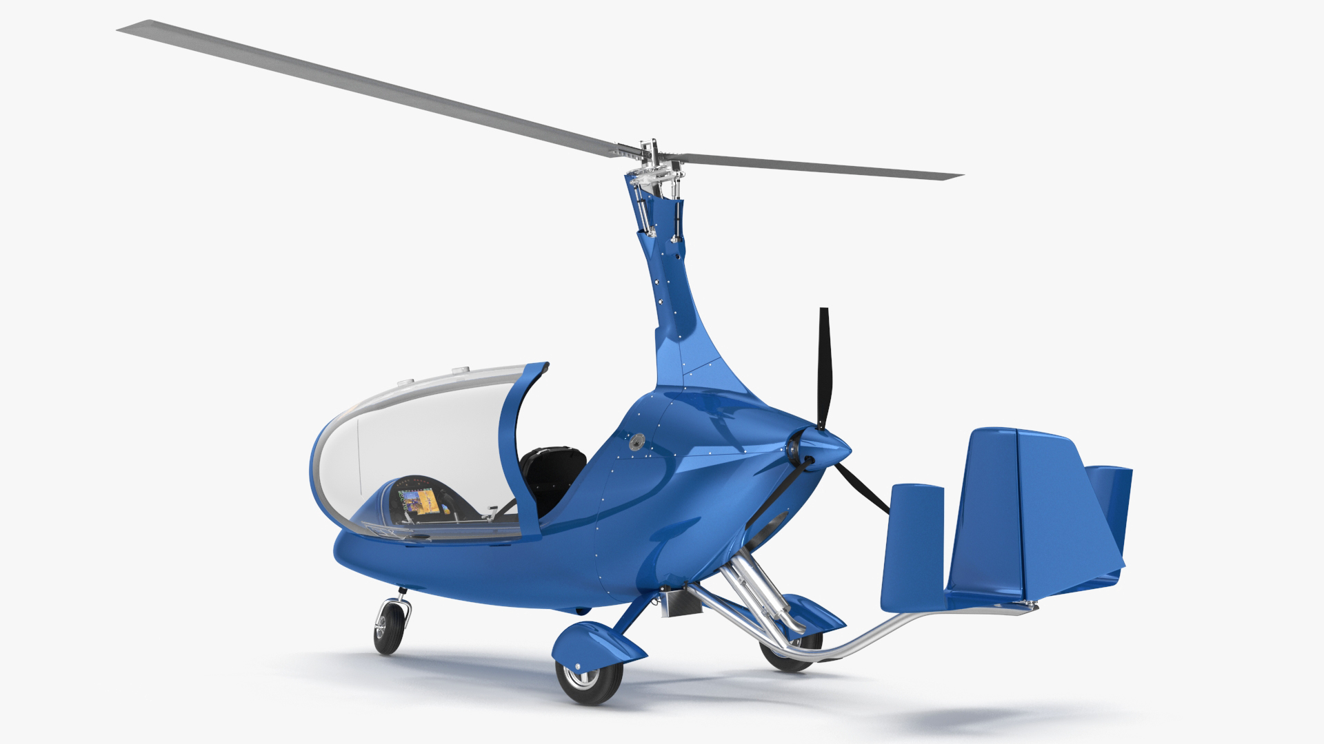 3D Gyroplane Blue Rigged