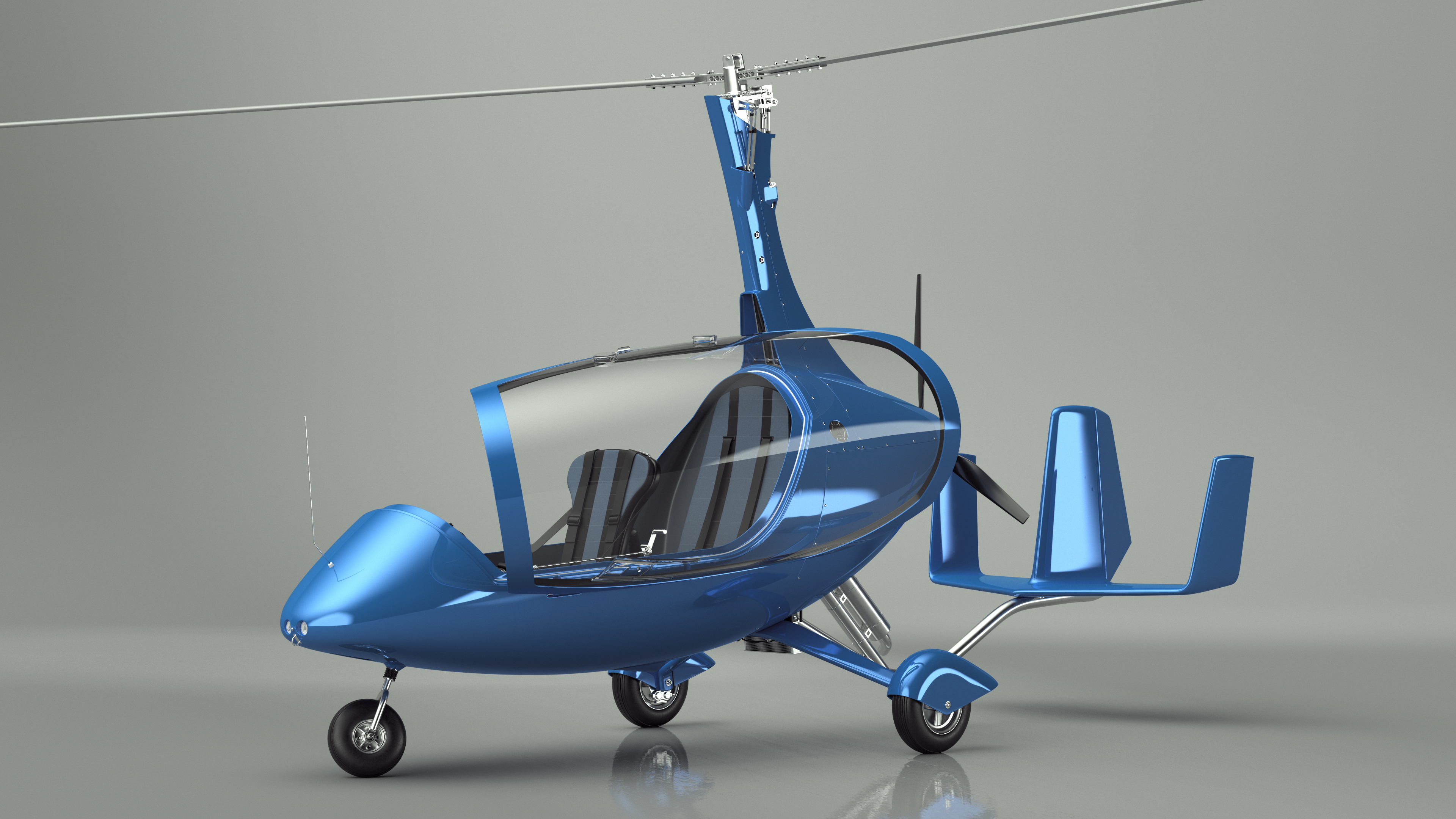 3D Gyroplane Blue Rigged
