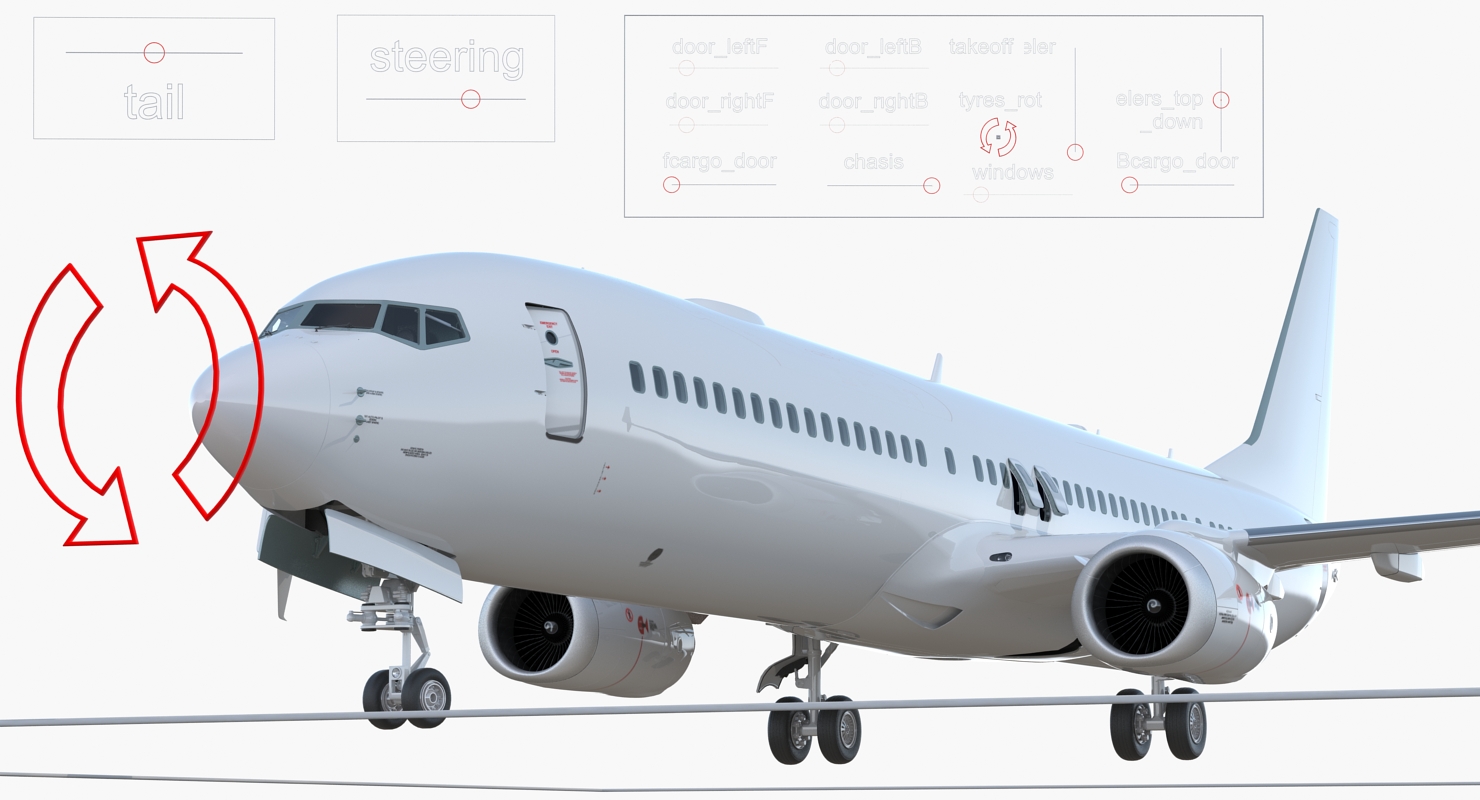 3D model Boeing 737 900 with Interior and Cockpit Generic Rigged