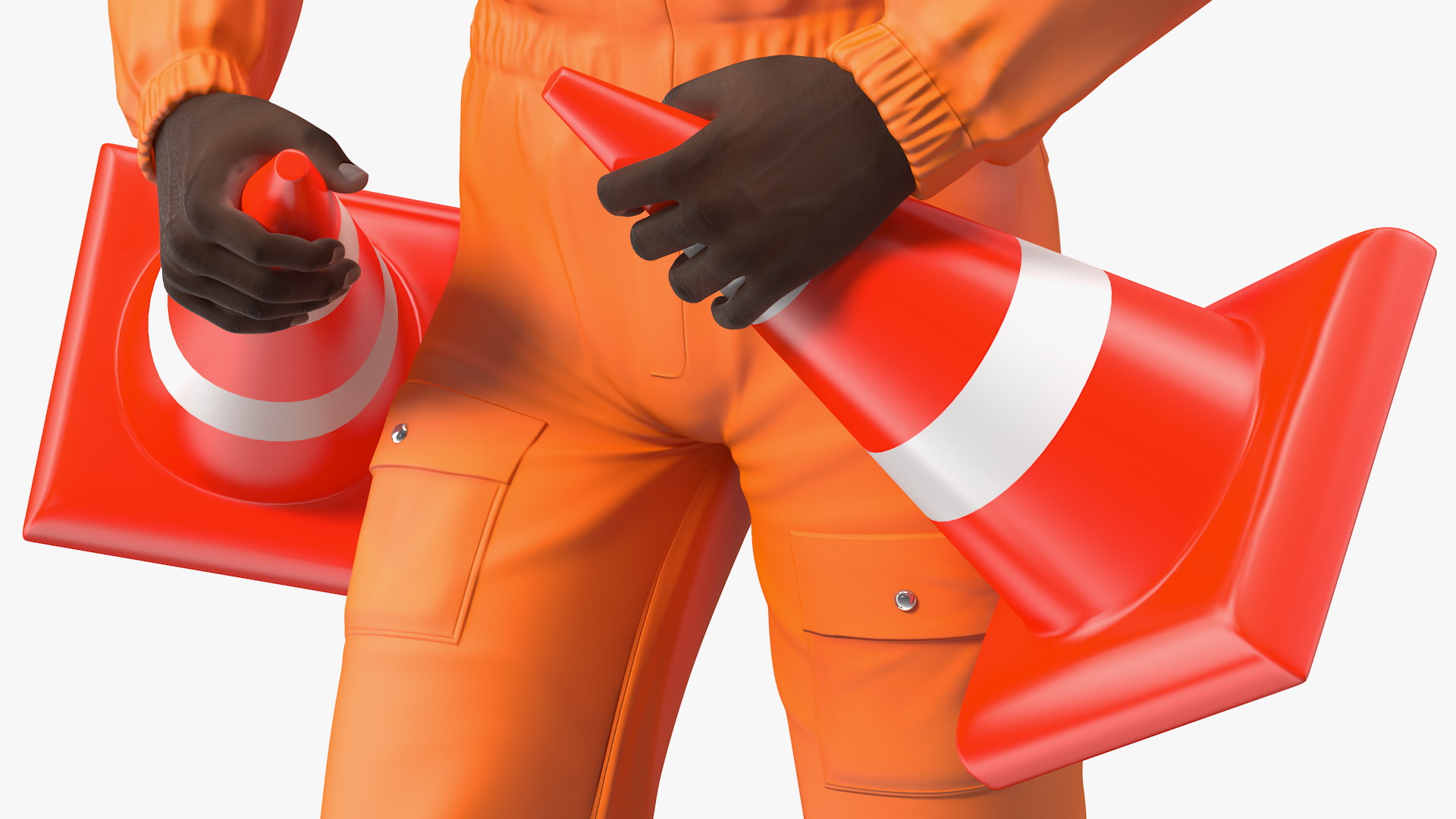 3D African American Road Worker model