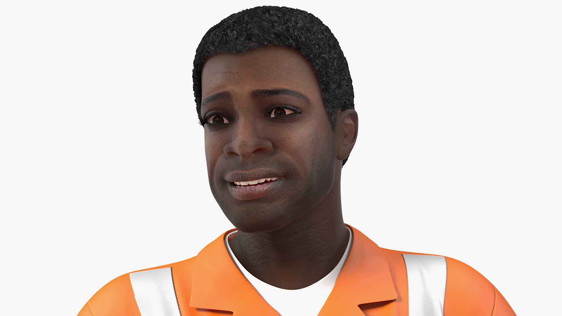 3D African American Road Worker model
