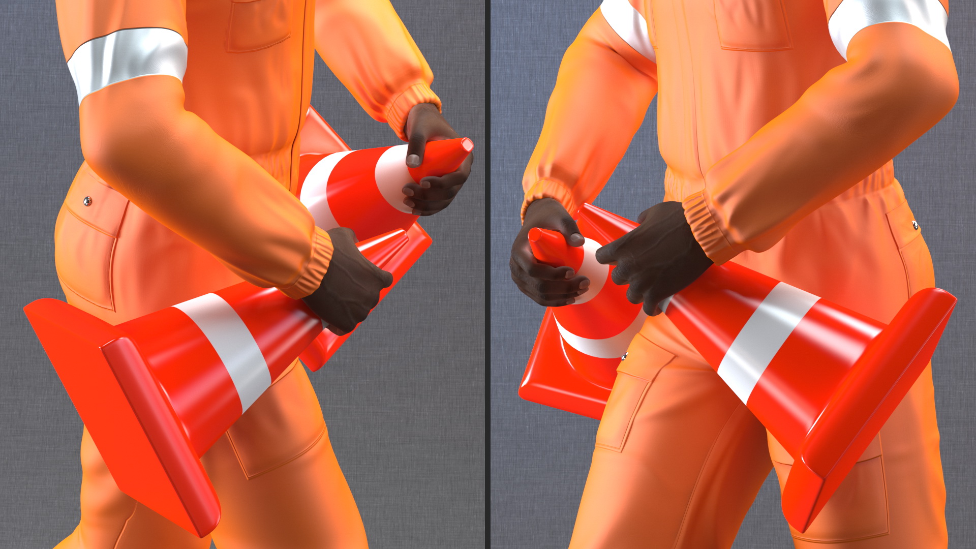 3D African American Road Worker model