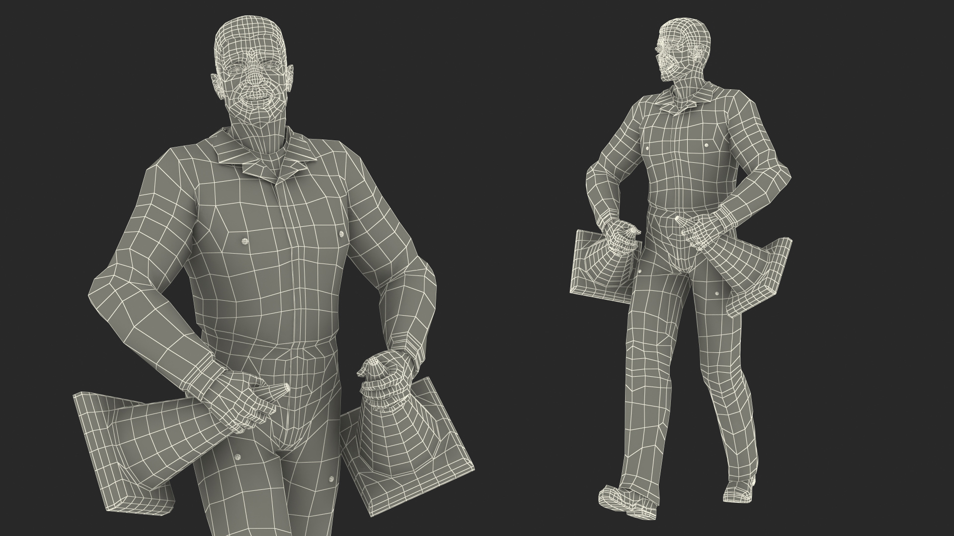 3D African American Road Worker model