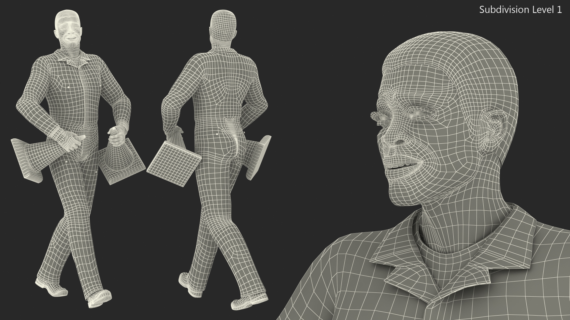 3D African American Road Worker model