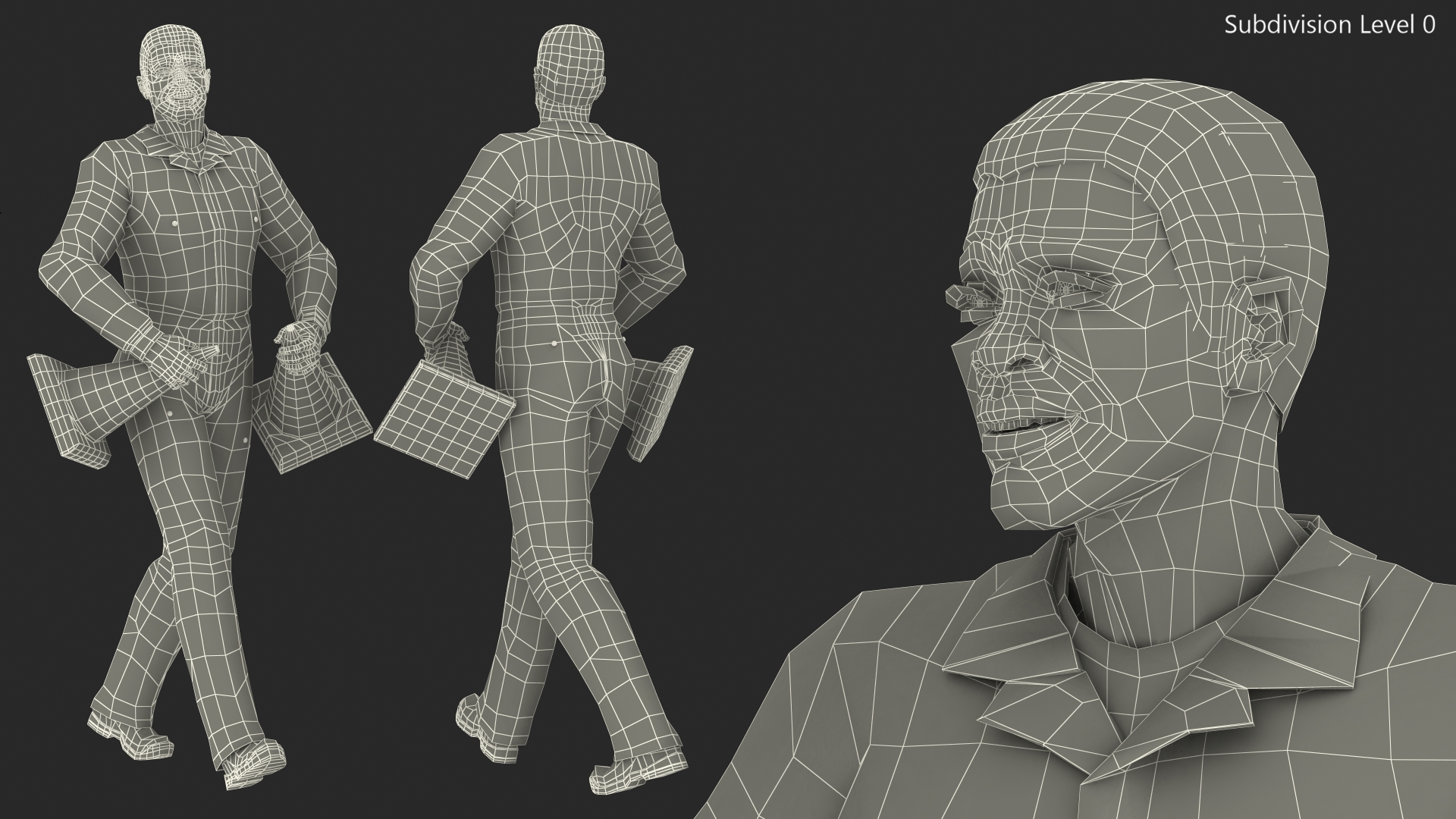 3D African American Road Worker model