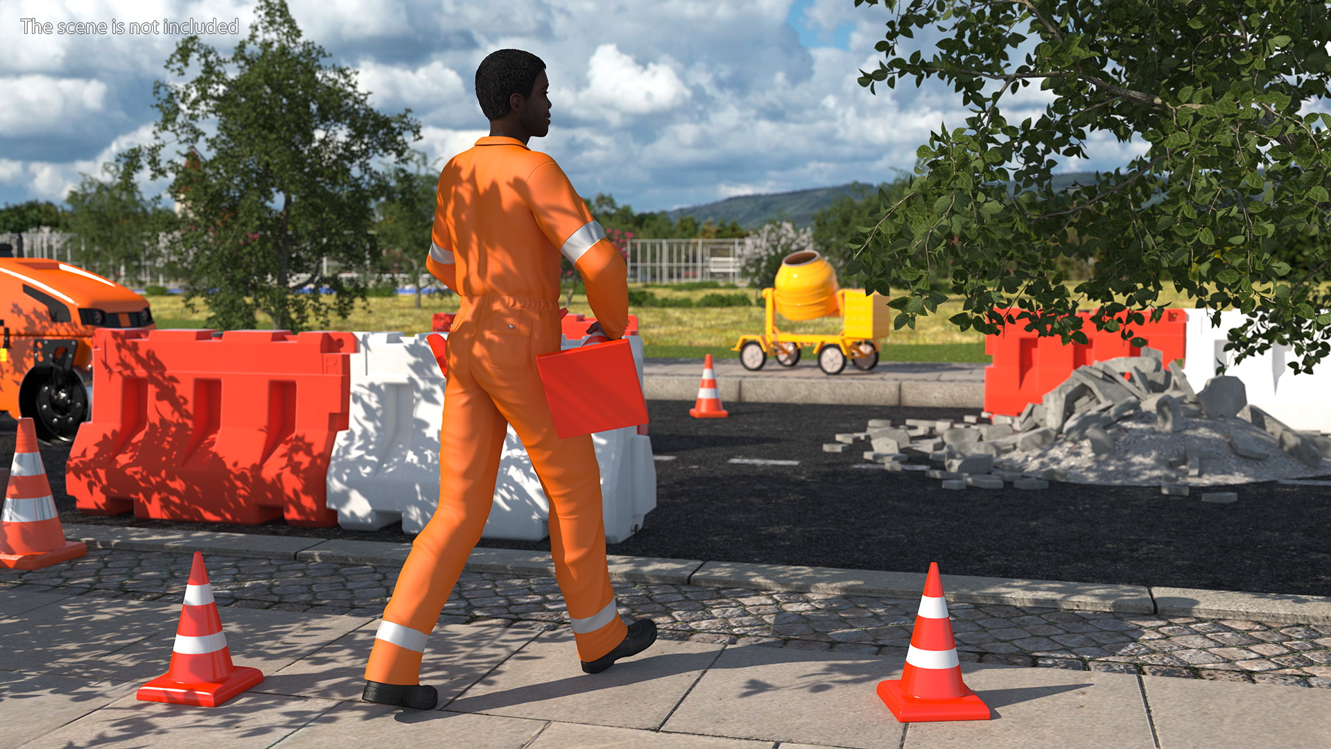 3D African American Road Worker model