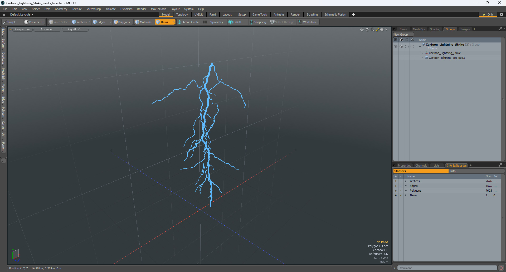 Cartoon Lightning Strike 3D model