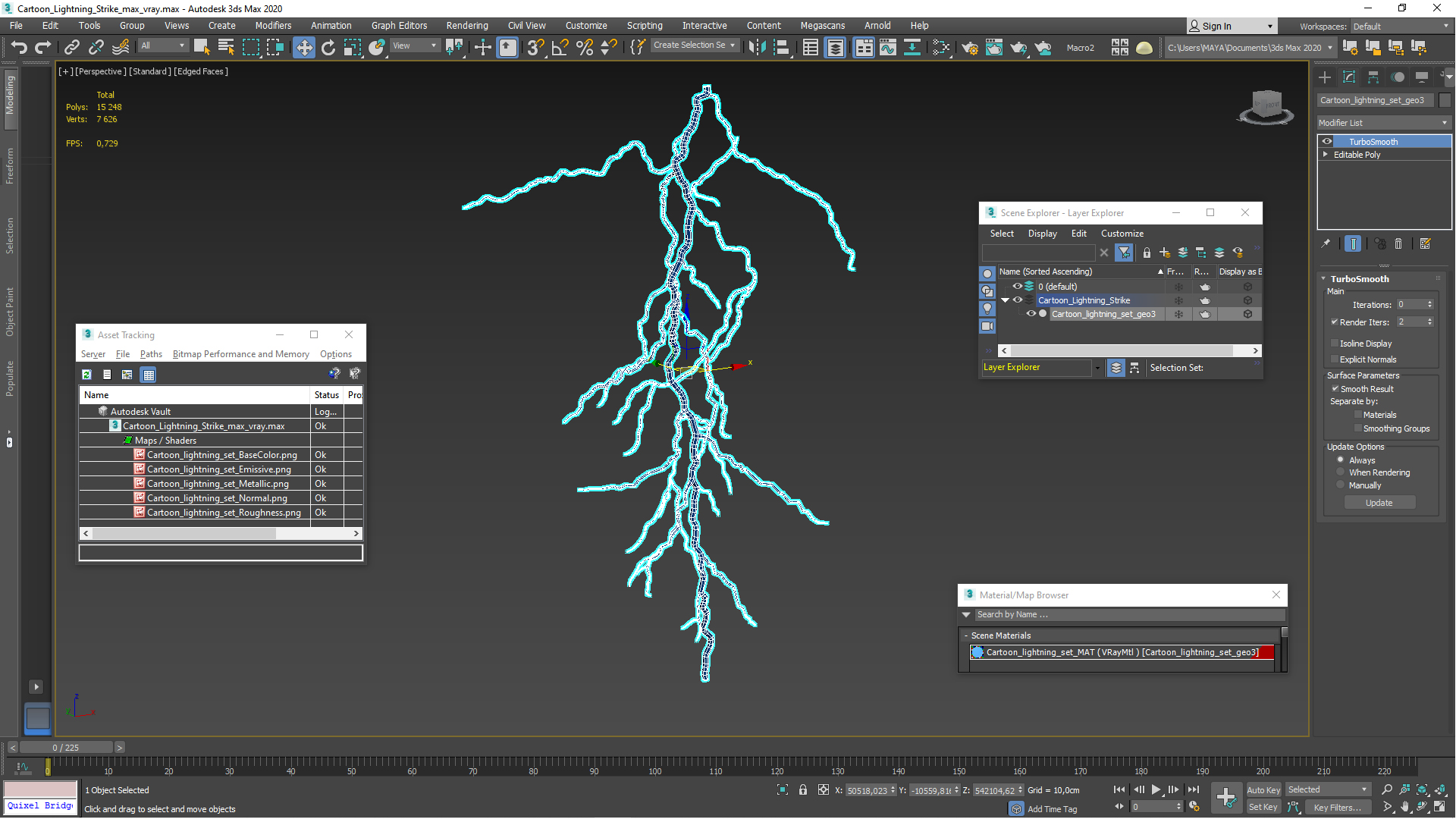 Cartoon Lightning Strike 3D model