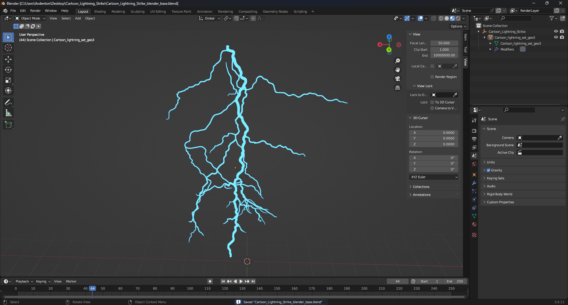 Cartoon Lightning Strike 3D model