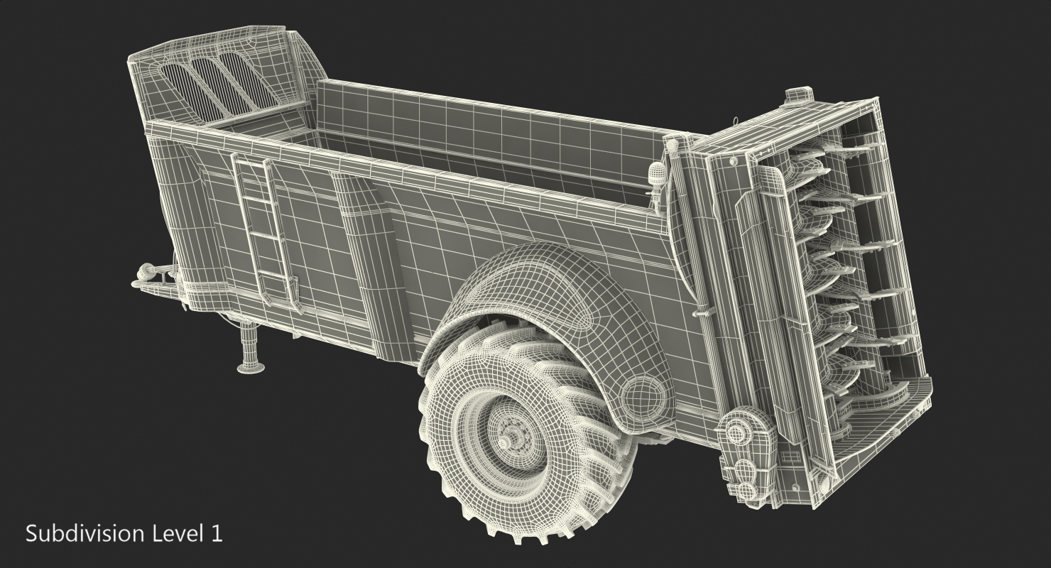 3D model Used Manure Spreader Generic Rigged