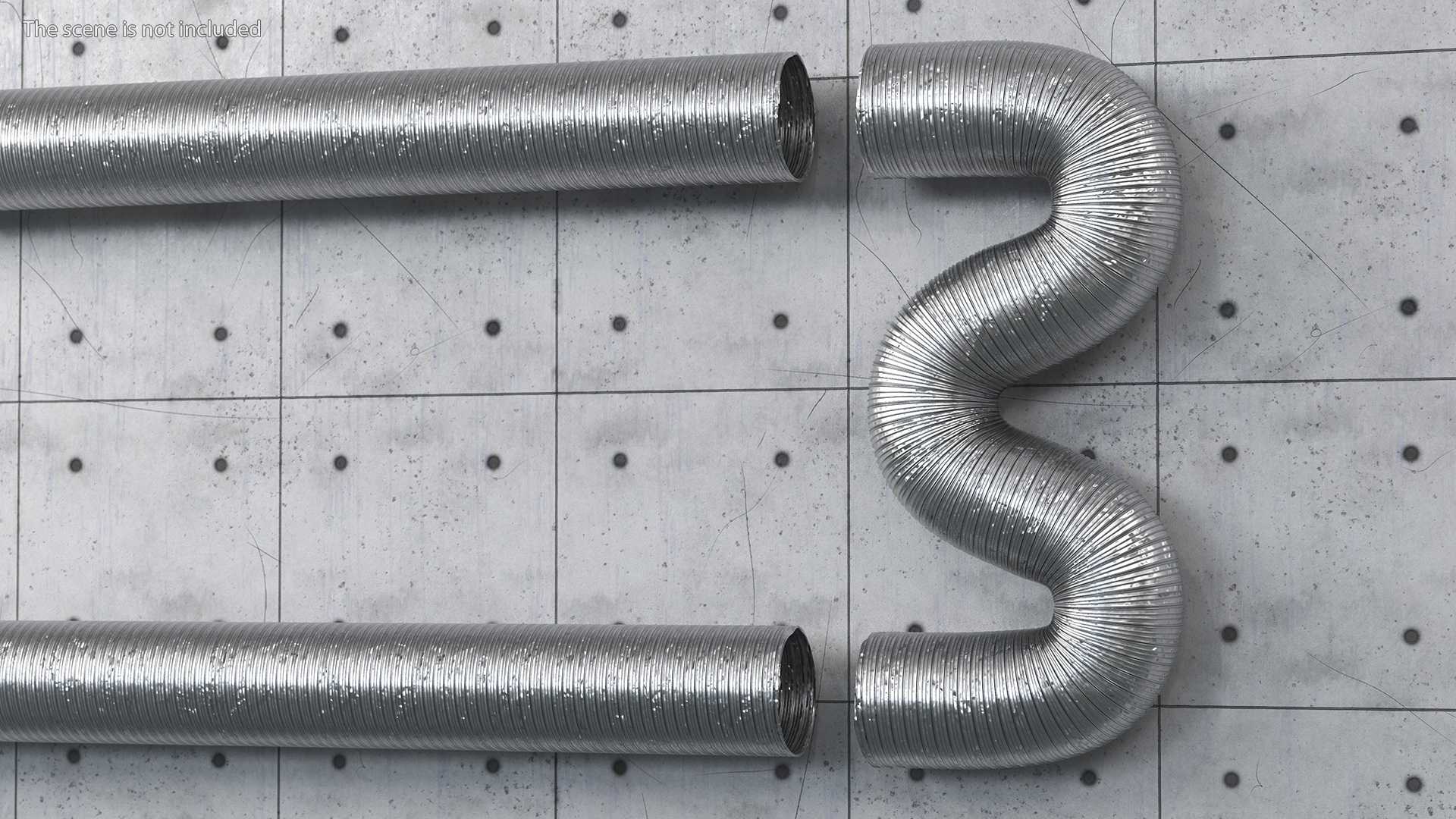 3D Aluminium Flexible Ducting Hose Rigged model