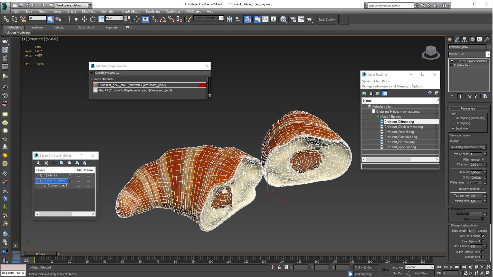 3D Croissant Halves