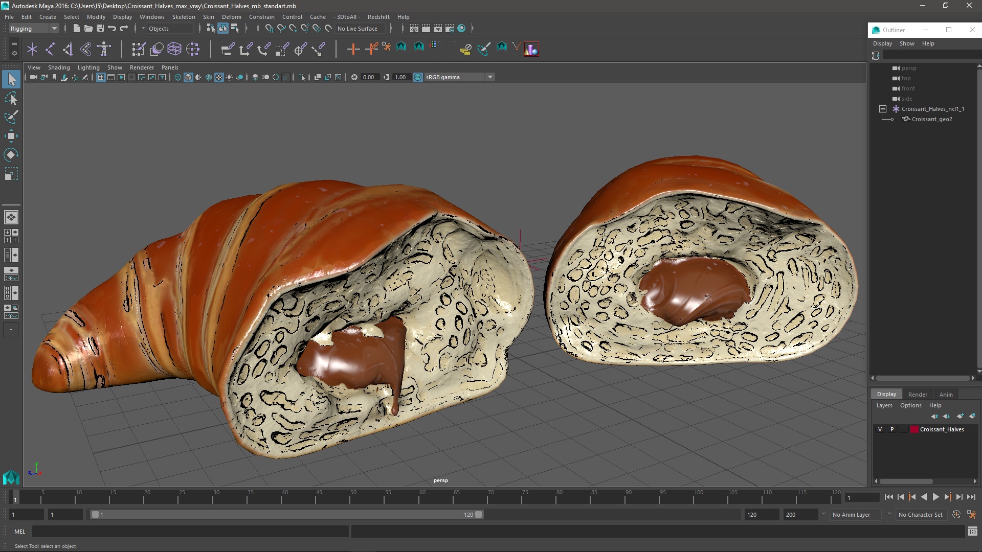 3D Croissant Halves