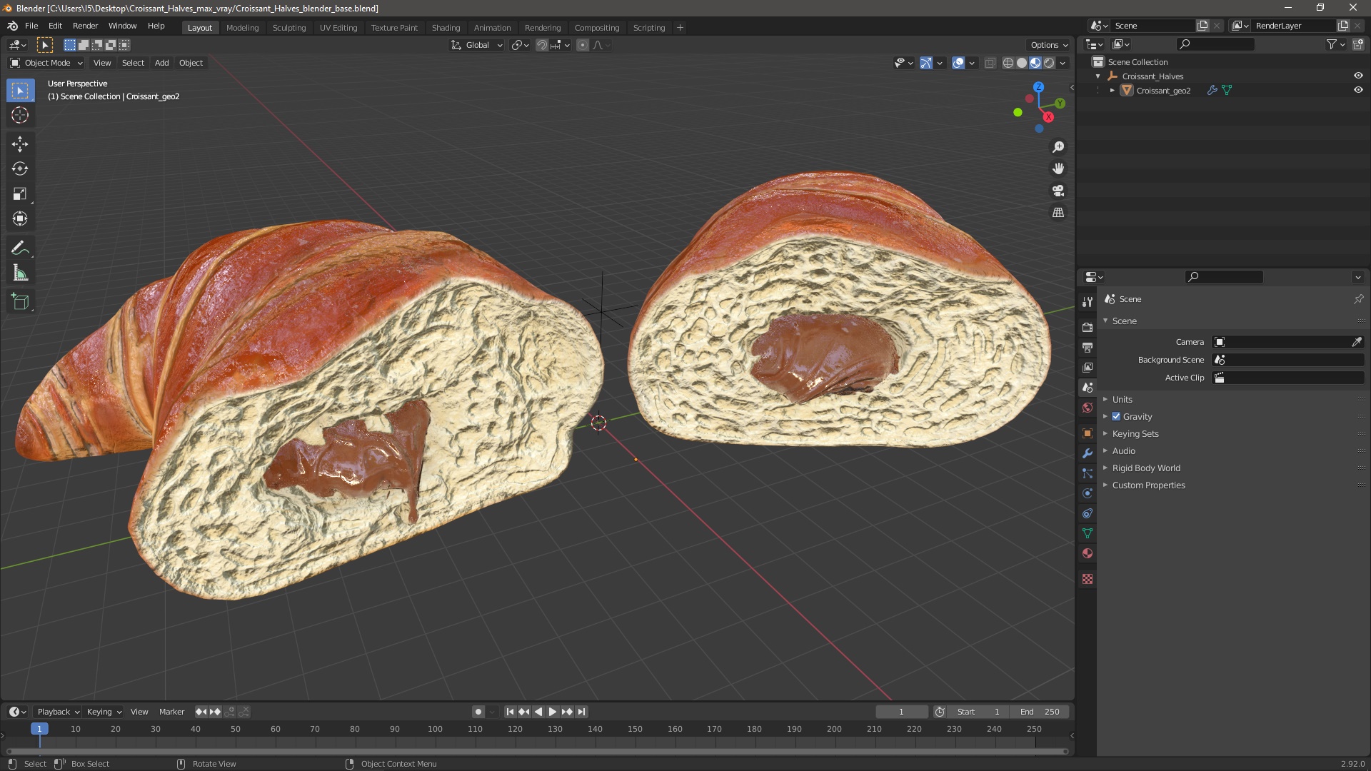 3D Croissant Halves