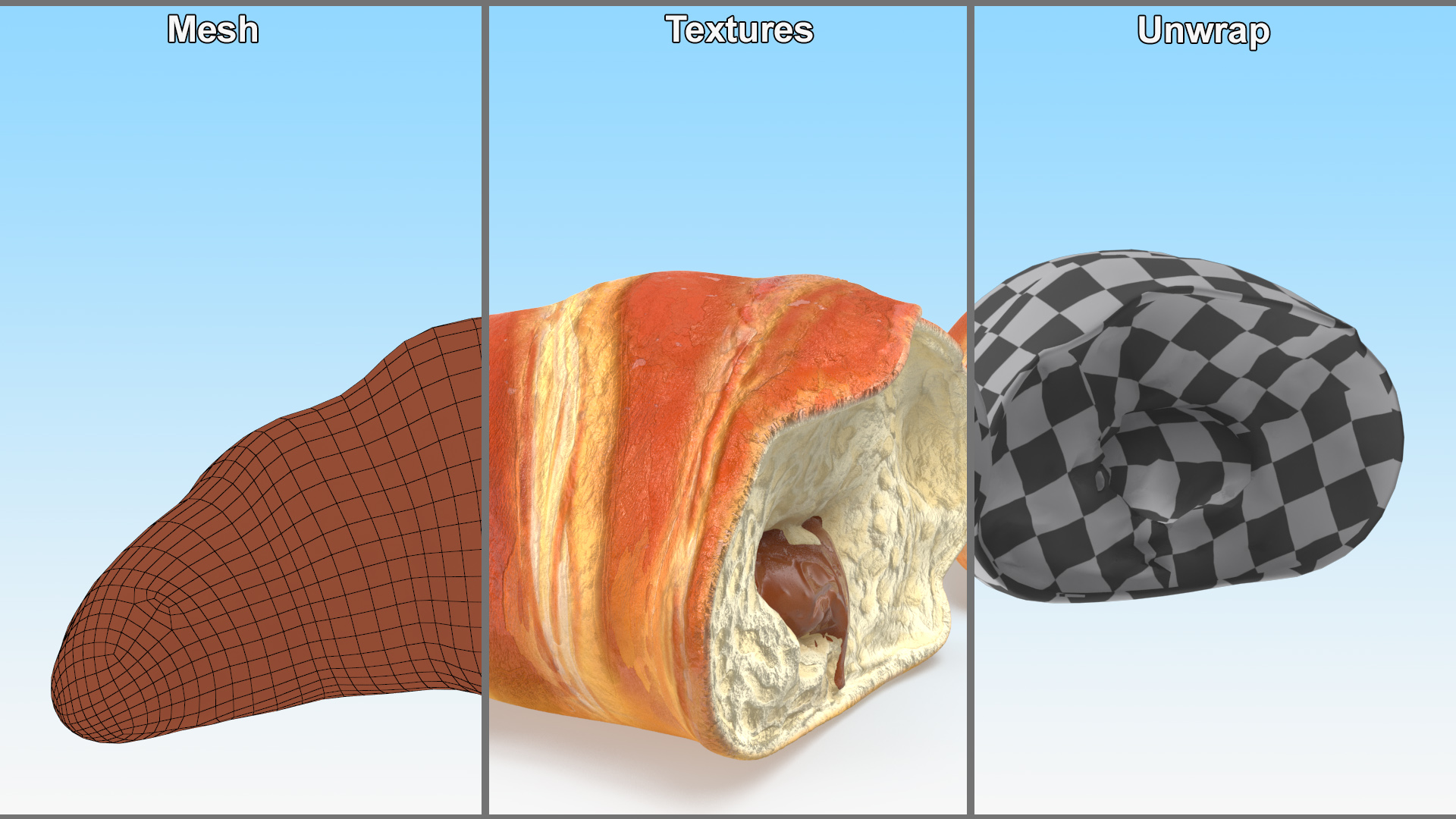 3D Croissant Halves
