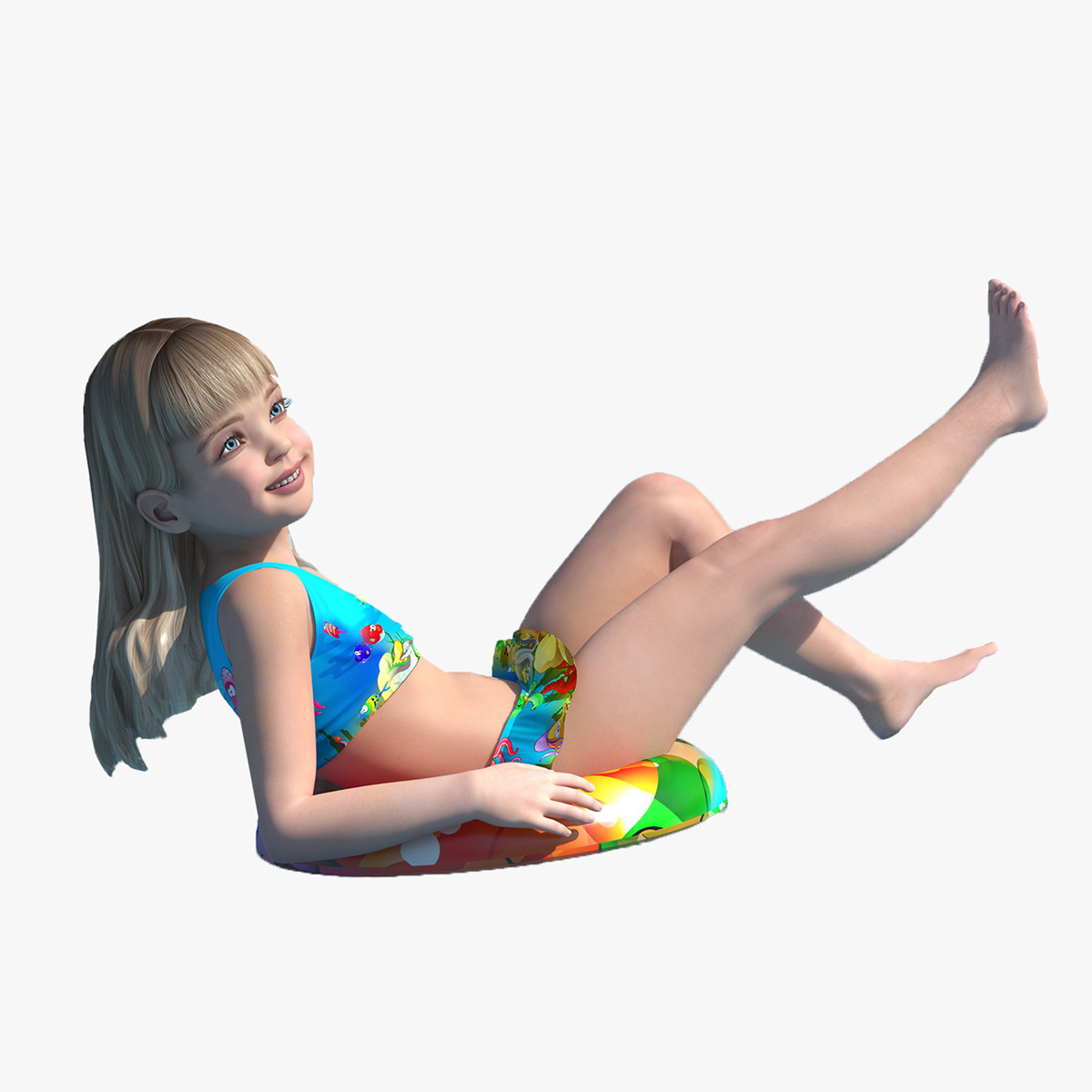 3D Child Girl Beach Style Rigged for Cinema 4D model