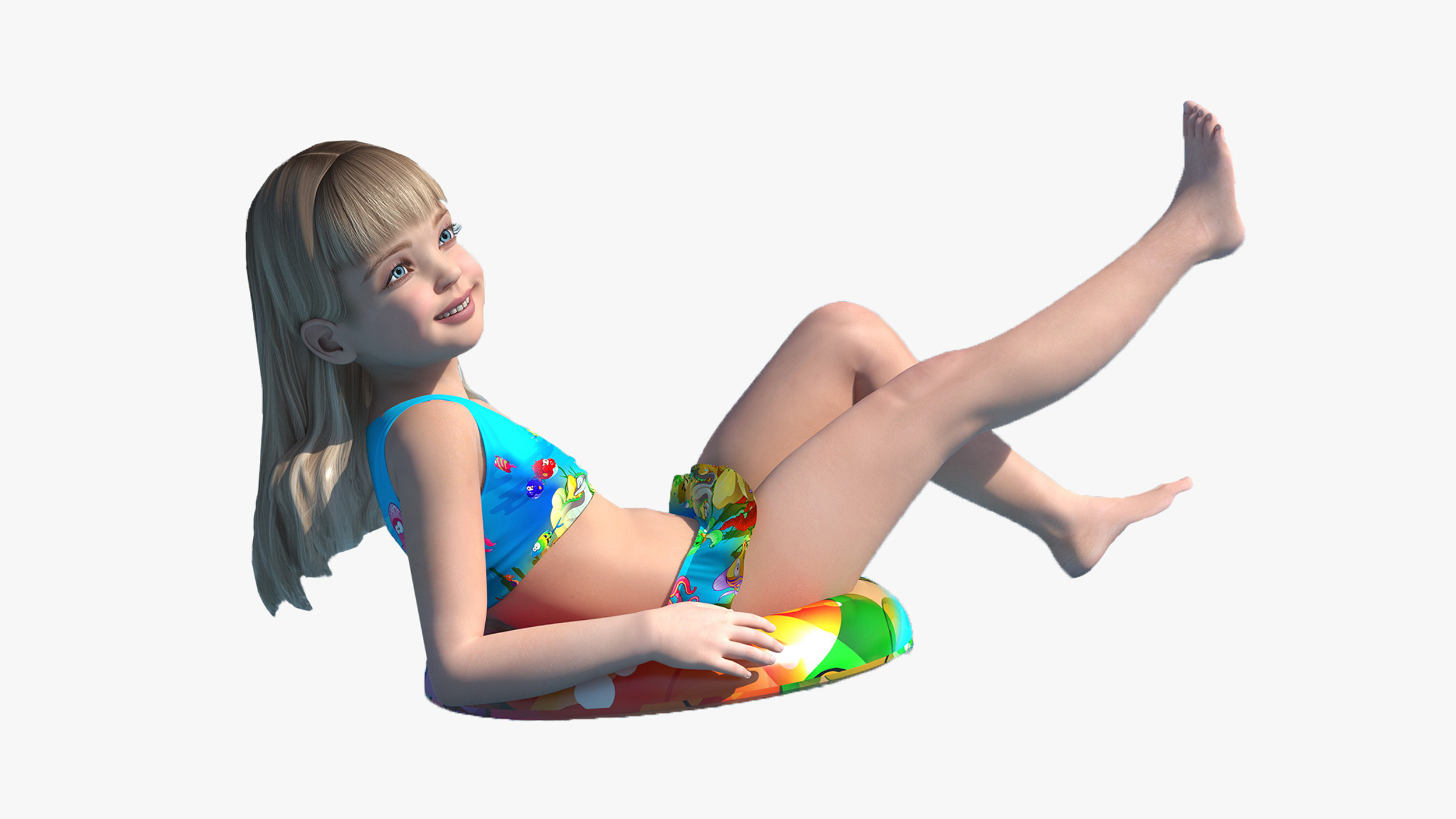 3D Child Girl Beach Style Rigged for Cinema 4D model