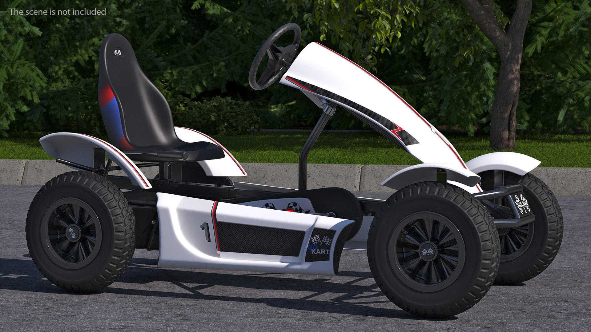 3D White Pedal Go Kart with Frame Race Rigged for Cinema 4D