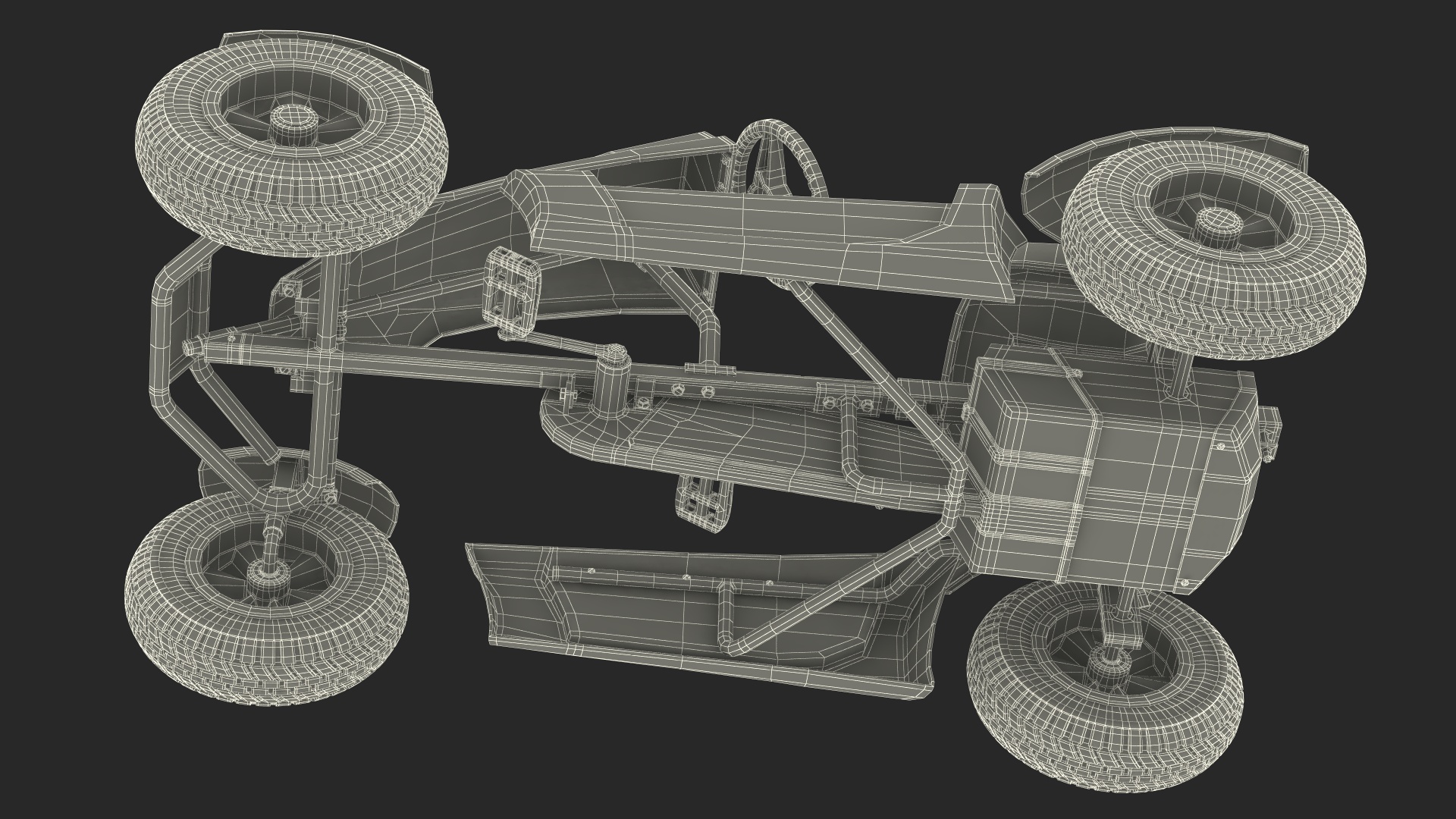 3D White Pedal Go Kart with Frame Race Rigged for Cinema 4D