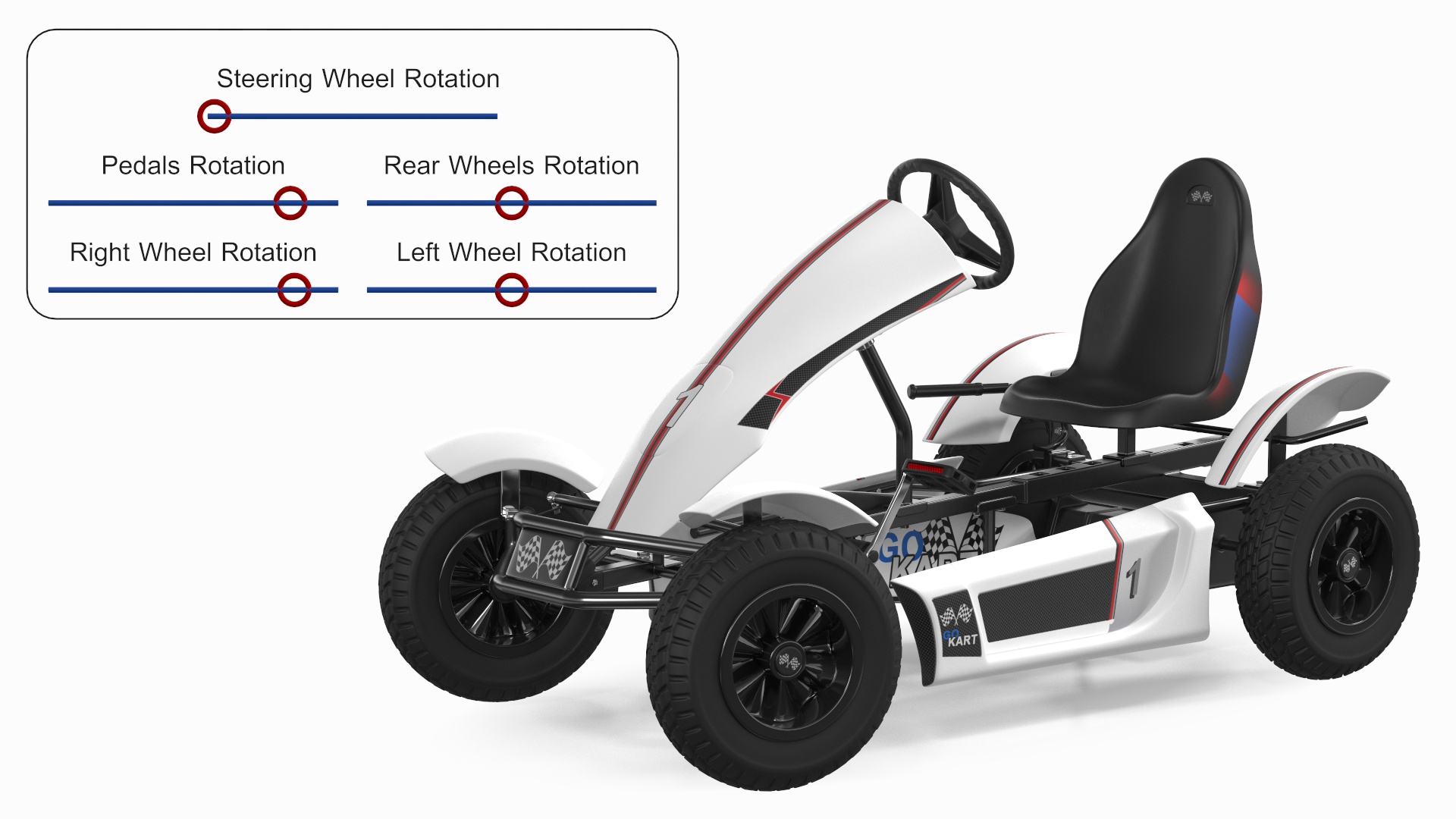 3D White Pedal Go Kart with Frame Race Rigged for Cinema 4D