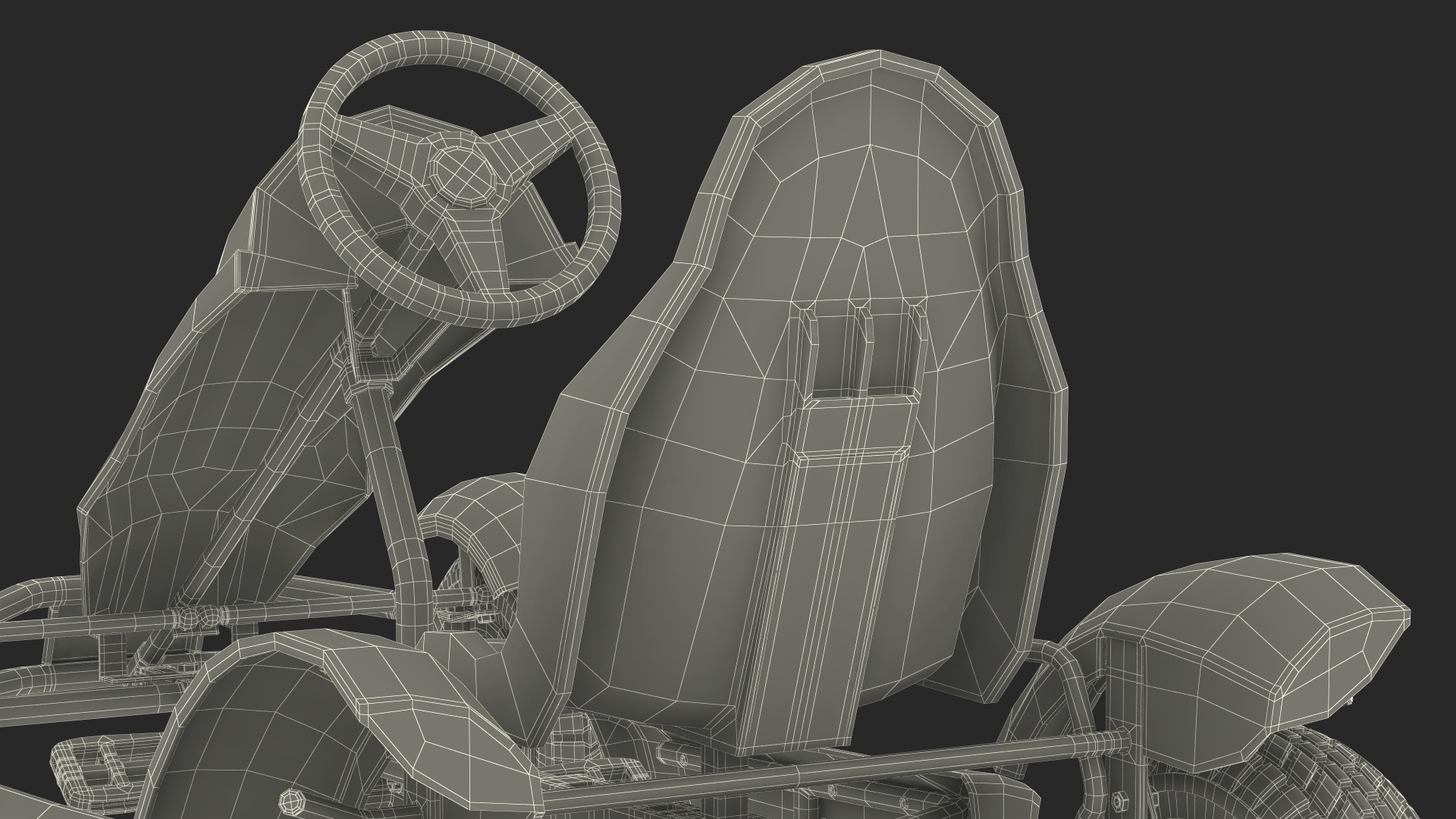 3D White Pedal Go Kart with Frame Race Rigged for Cinema 4D