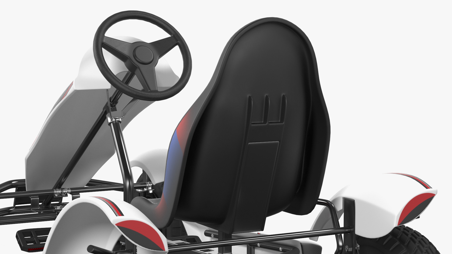 3D White Pedal Go Kart with Frame Race Rigged for Cinema 4D