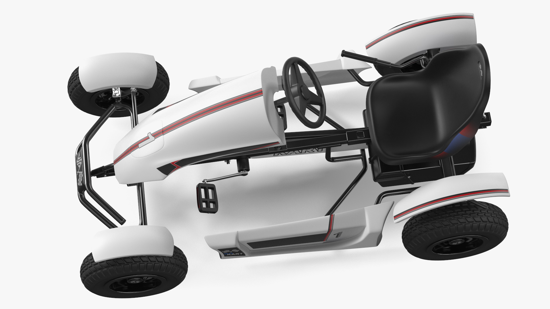 3D White Pedal Go Kart with Frame Race Rigged for Cinema 4D