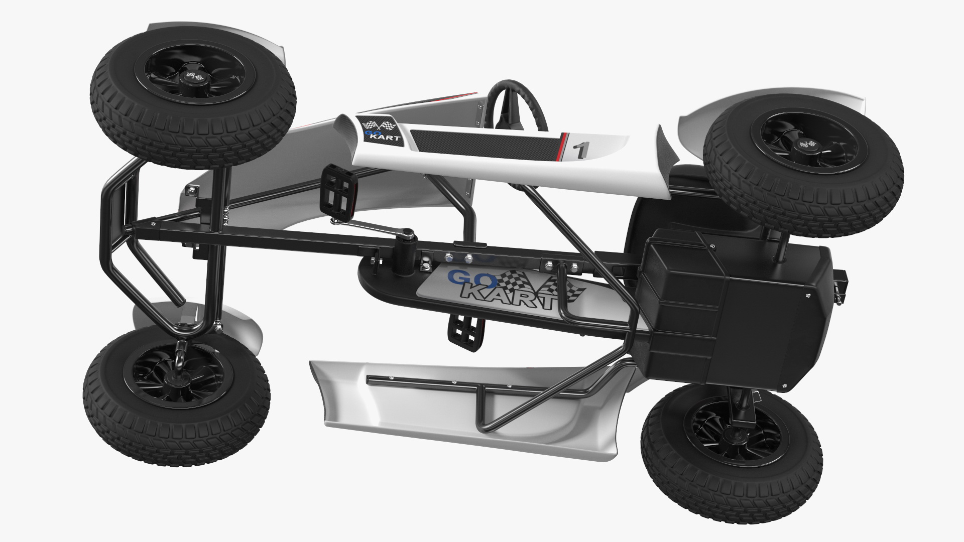 3D White Pedal Go Kart with Frame Race Rigged for Cinema 4D