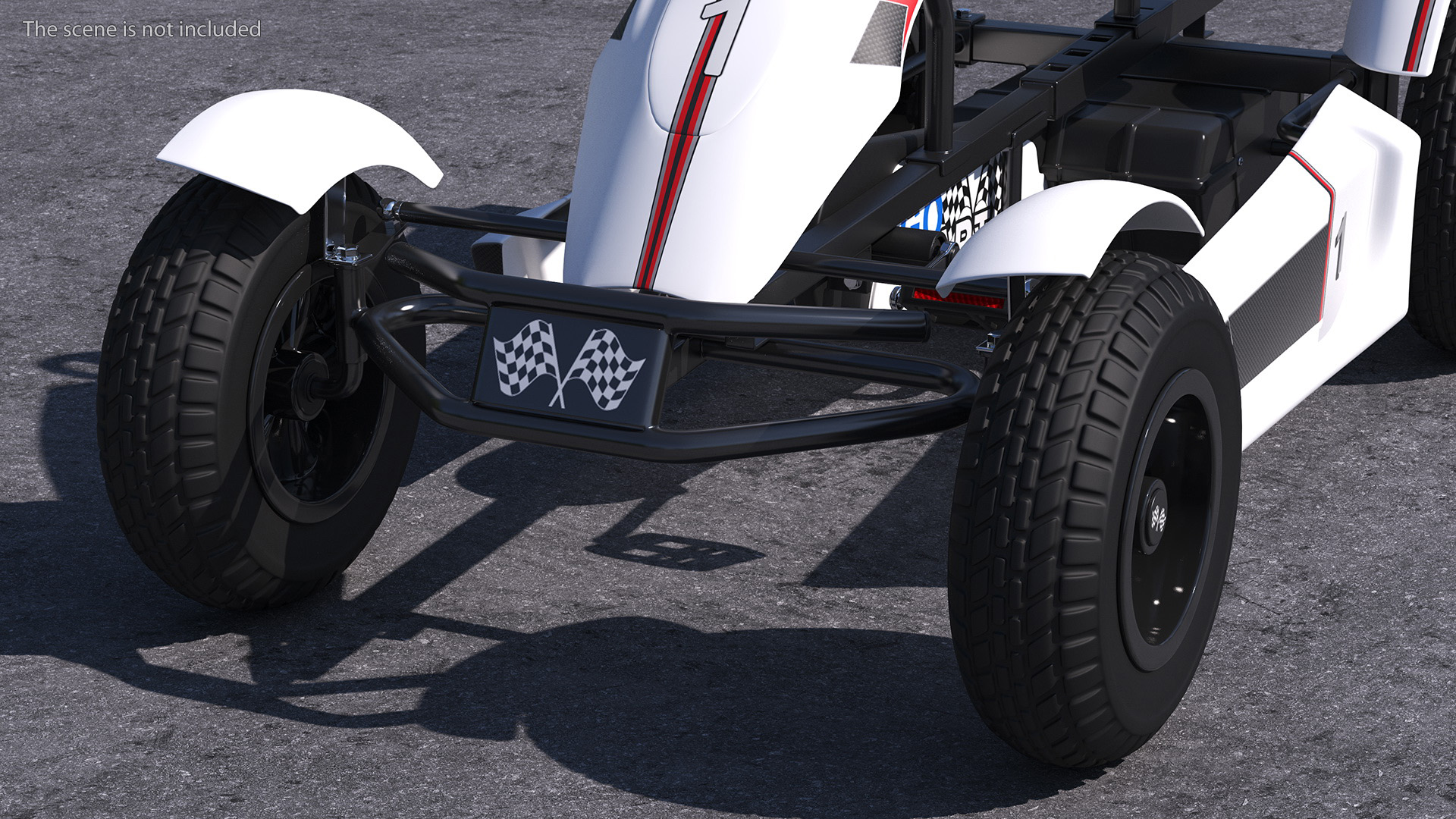 3D White Pedal Go Kart with Frame Race Rigged for Cinema 4D