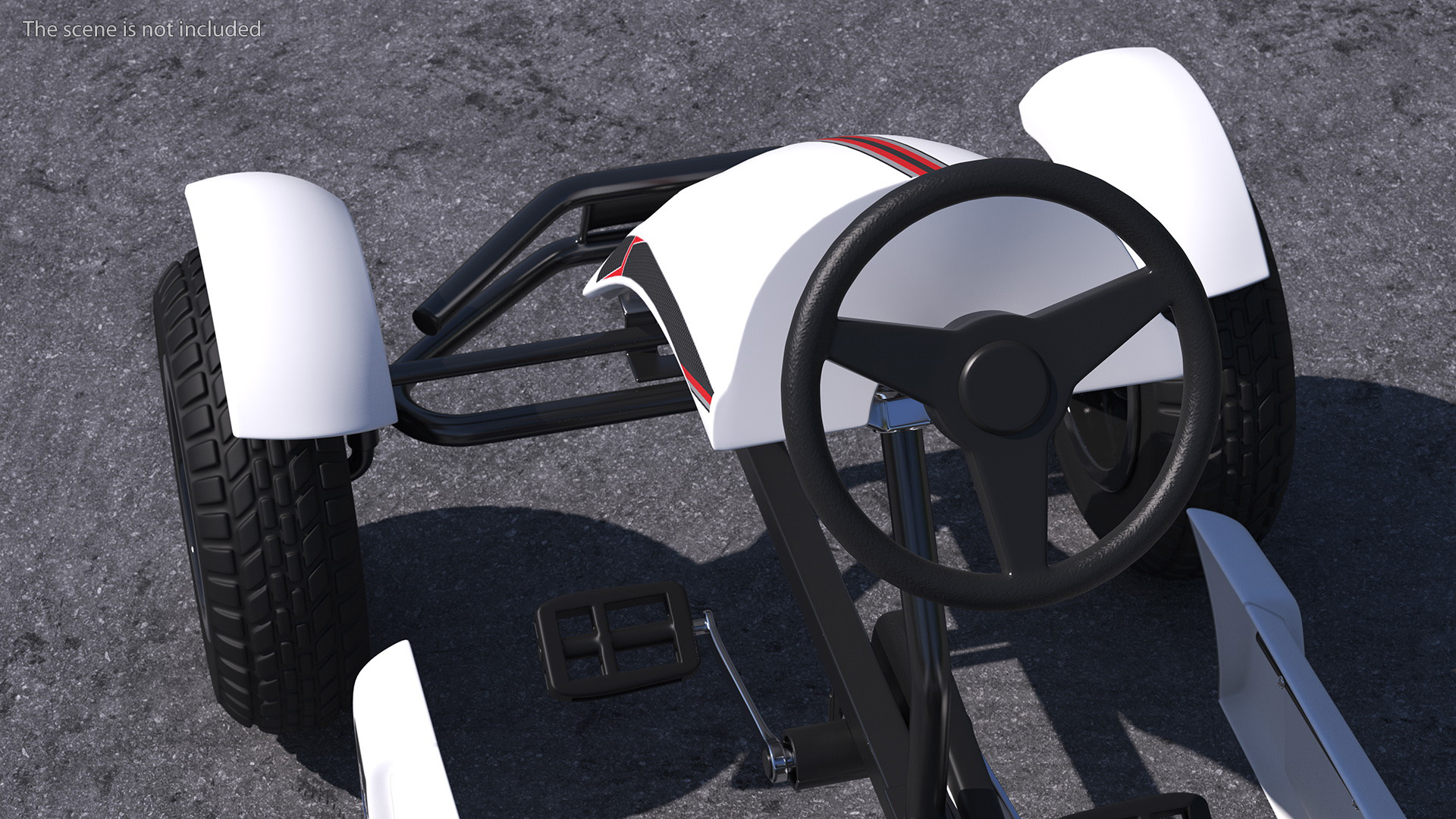 3D White Pedal Go Kart with Frame Race Rigged for Cinema 4D