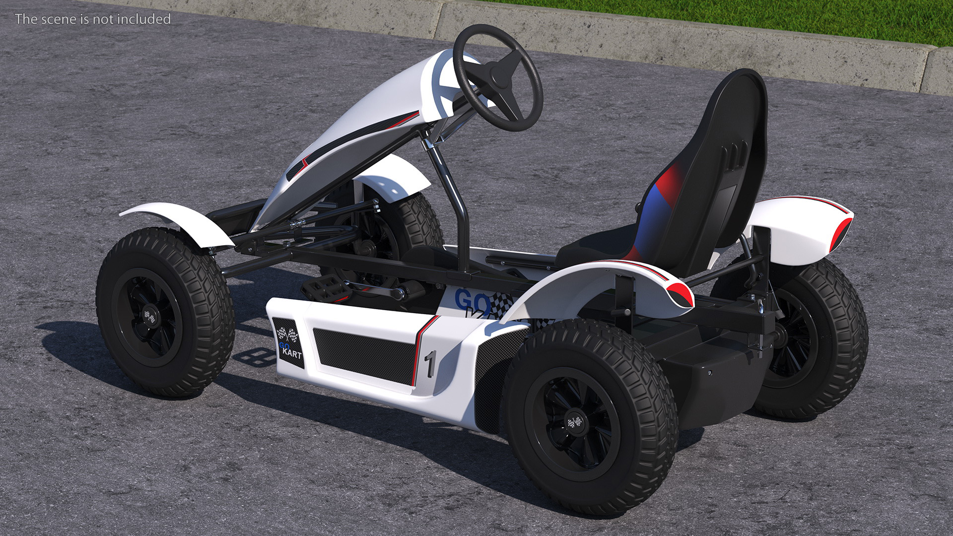 3D White Pedal Go Kart with Frame Race Rigged for Cinema 4D