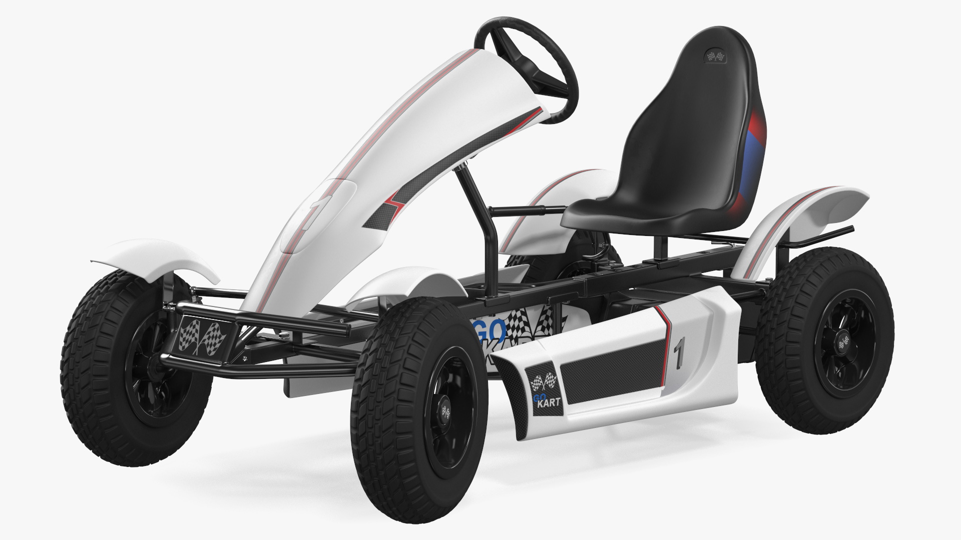3D White Pedal Go Kart with Frame Race Rigged for Cinema 4D